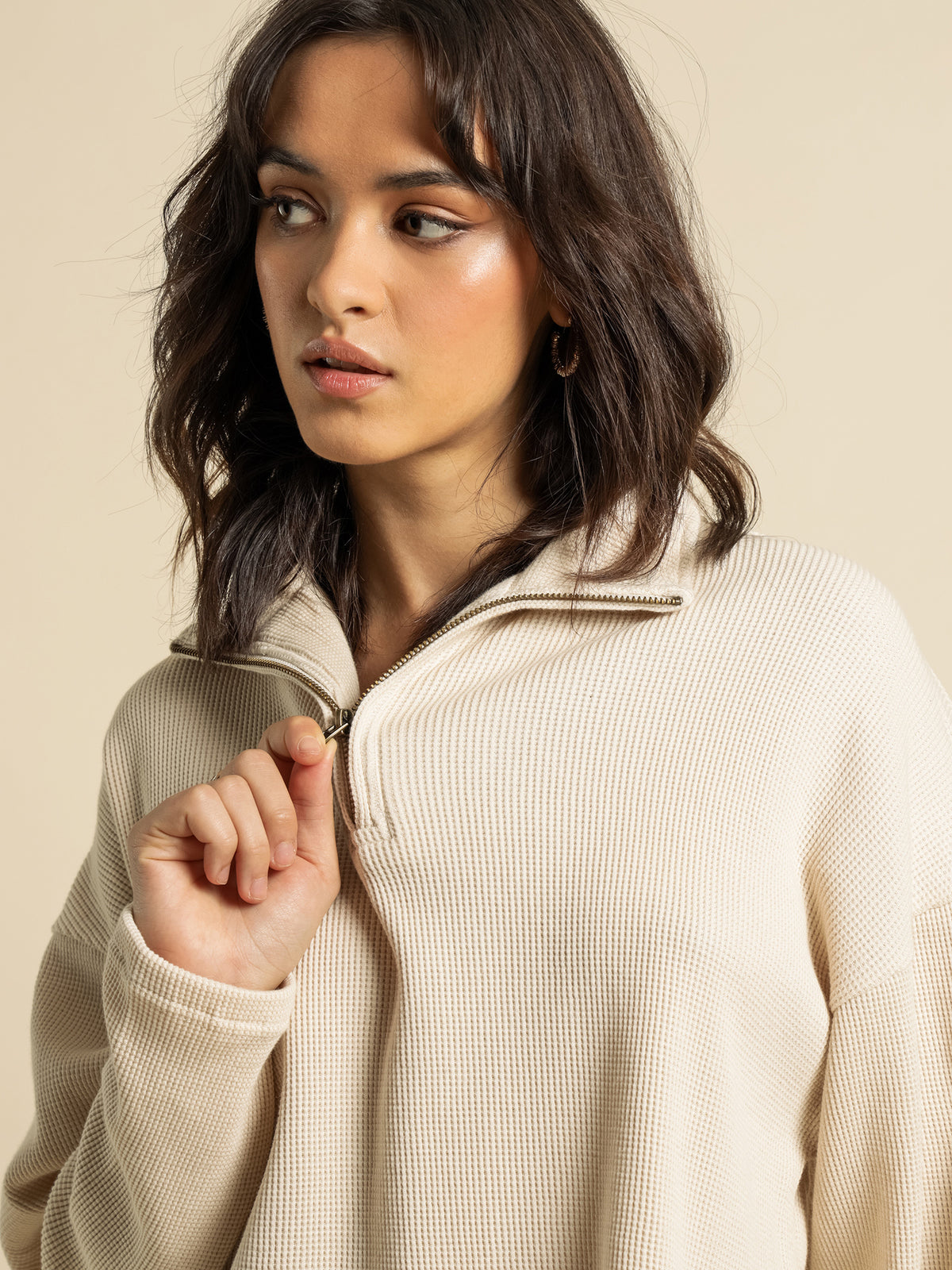 Thrills Hiatus 3/4 Zip Pullover | Unbleached