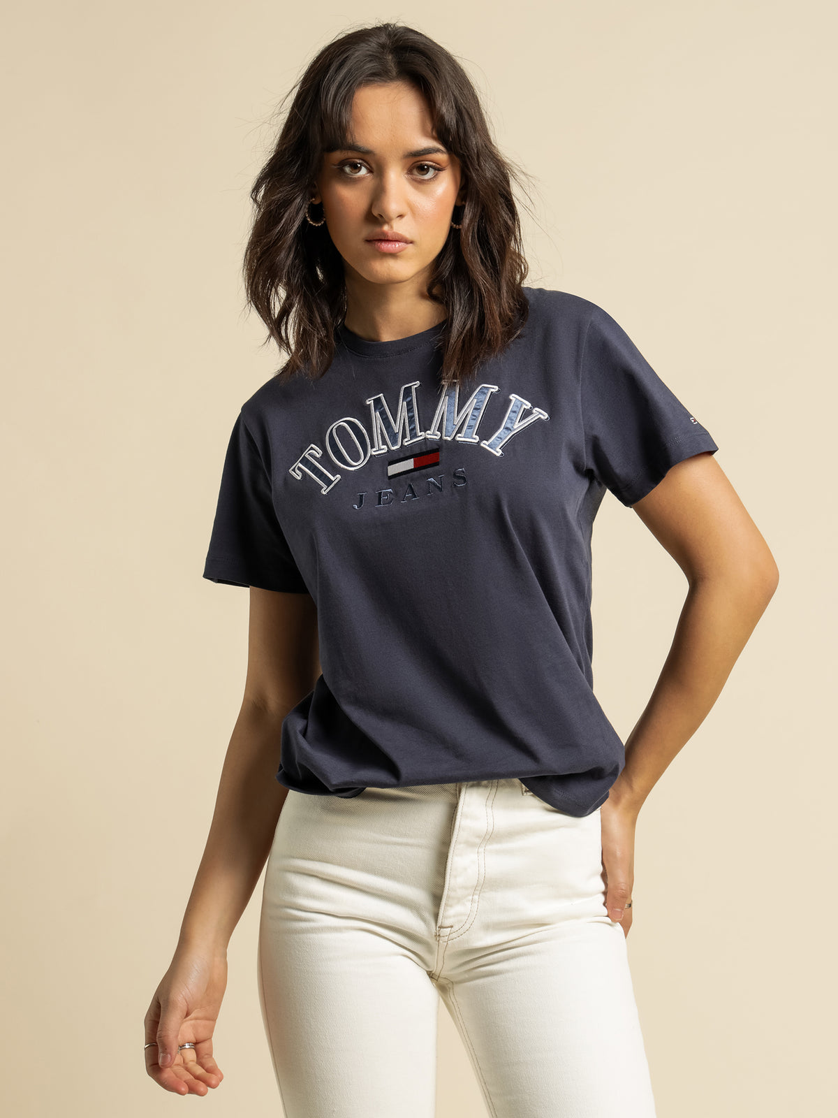 Relaxed College Logo T-Shirt in Twilight Navy