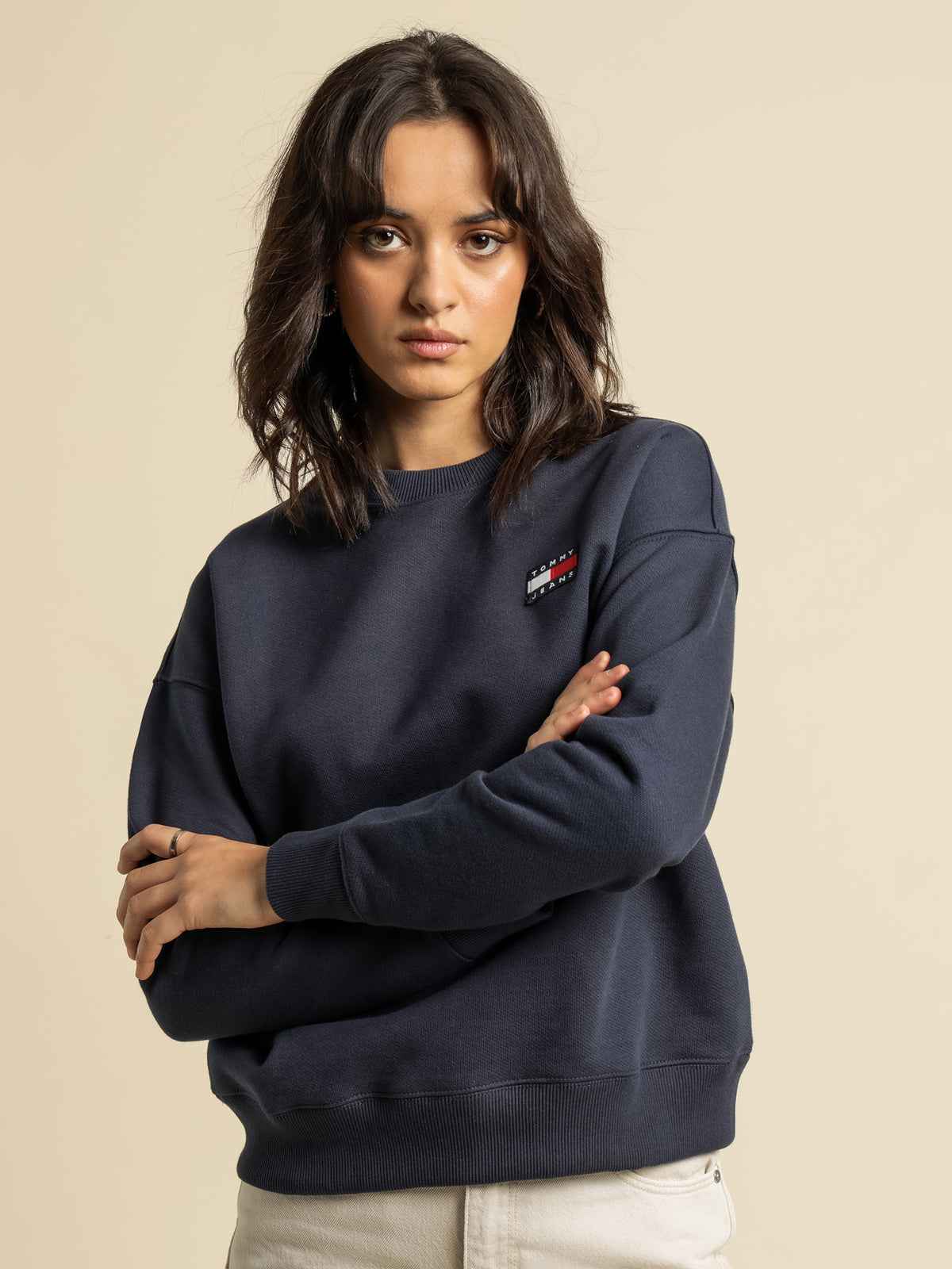 Relaxed Logo Crew Jumper in Twilight Navy