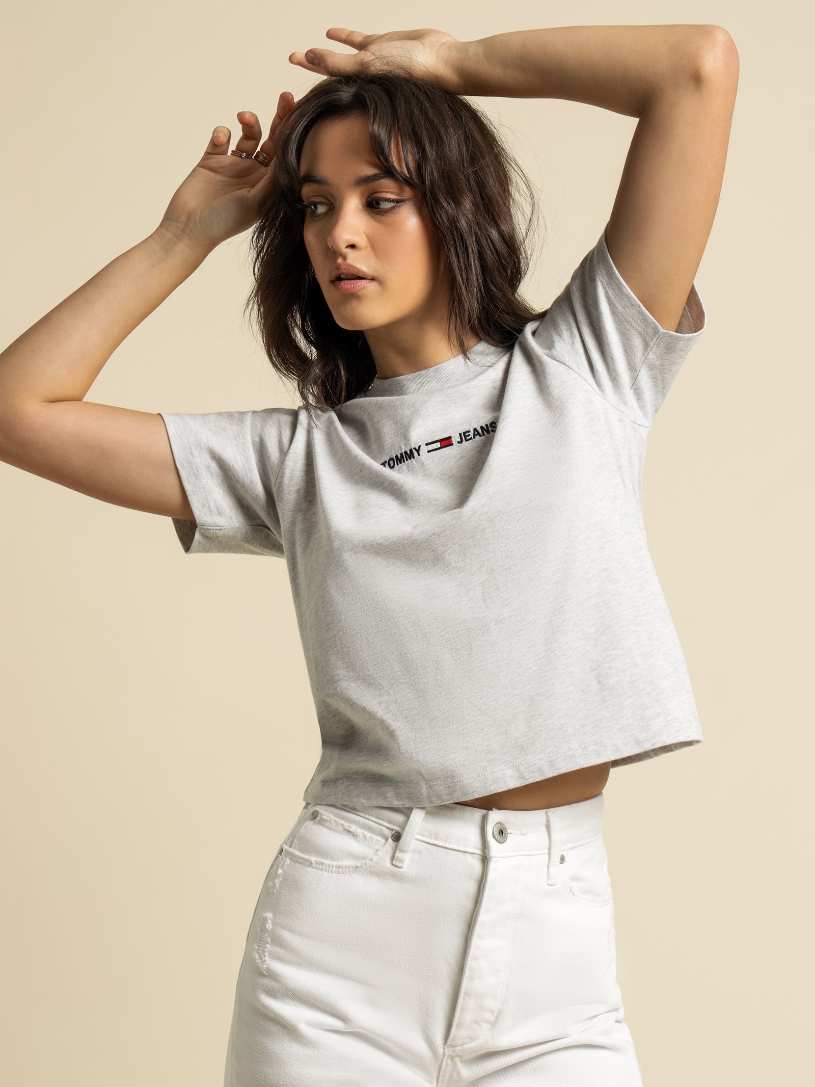 Boxy Crop Linear Logo T-Shirt