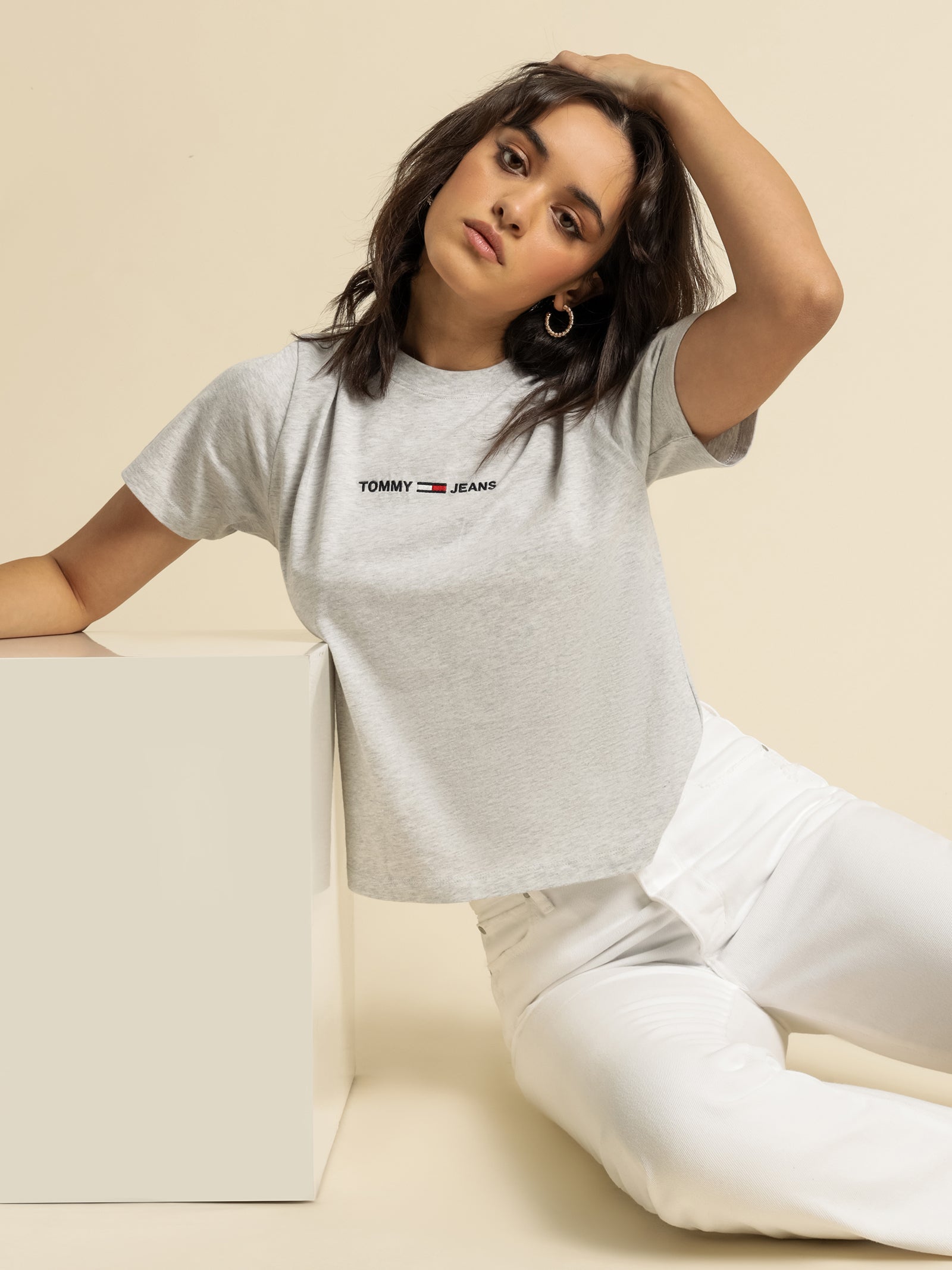 Boxy Crop Linear Logo T-Shirt