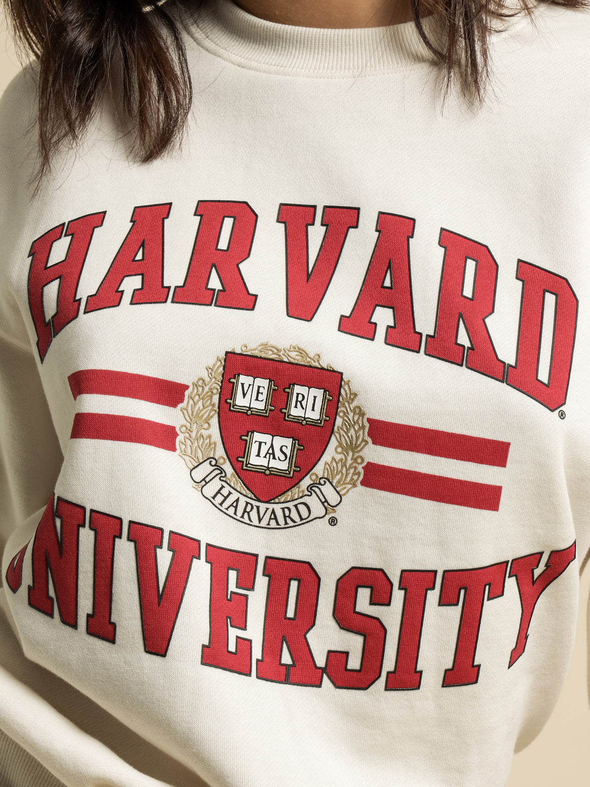 Harvard Seal Logo Lines Crew in White