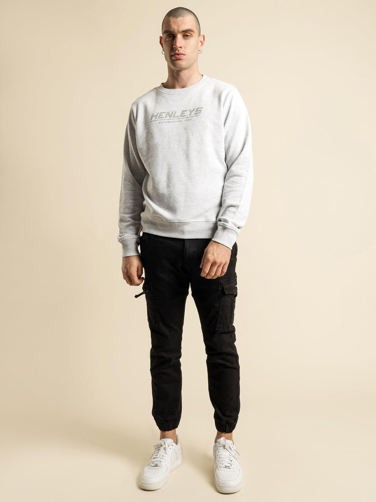 Staggs Reflective Crew Sweater in Snow Marle