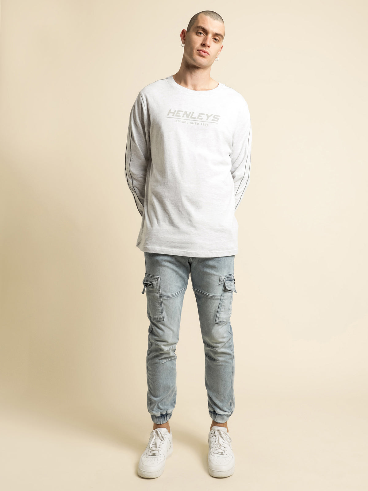 Staggs Reflective Long Sleeve T-Shirt in Snow Marle