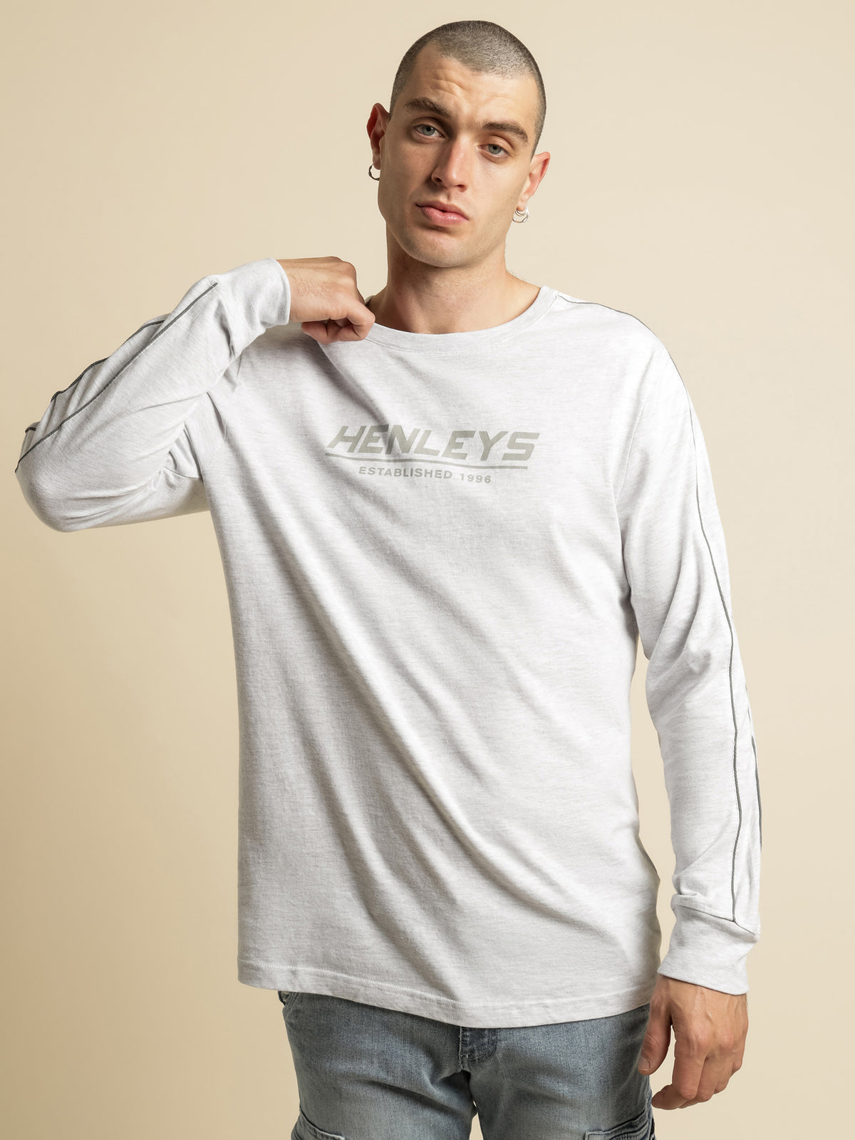 Staggs Reflective Long Sleeve T-Shirt in Snow Marle