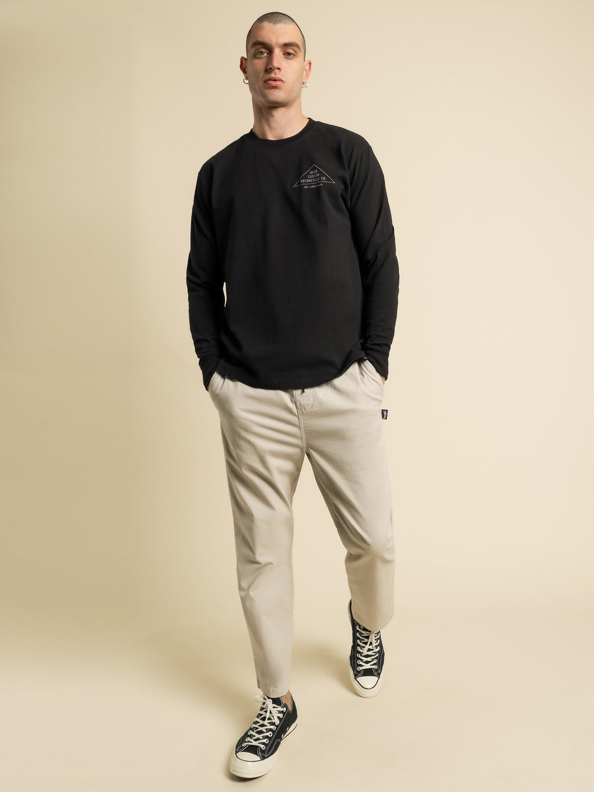 Parallels Long Sleeve T-Shirt in Black