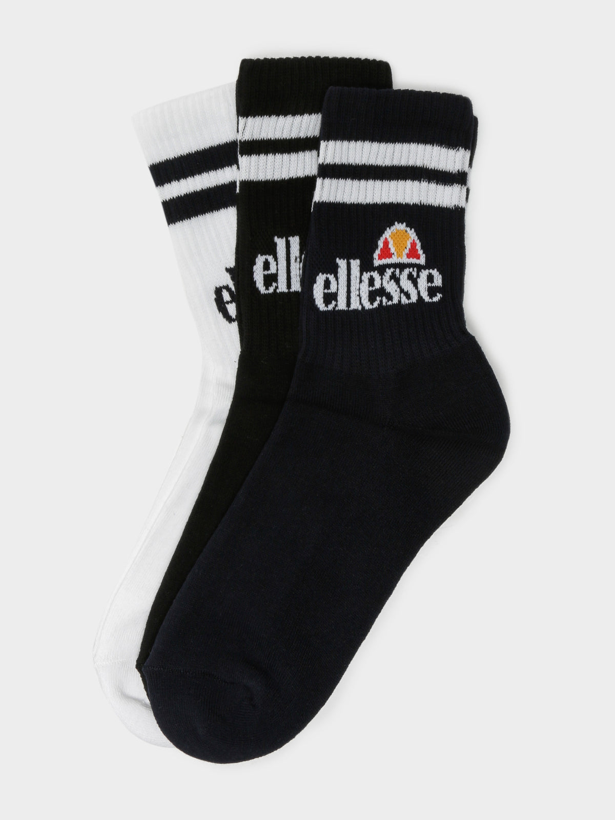 Ellesse 3 Pairs of Pullo Stripe Crew Sock | Multi