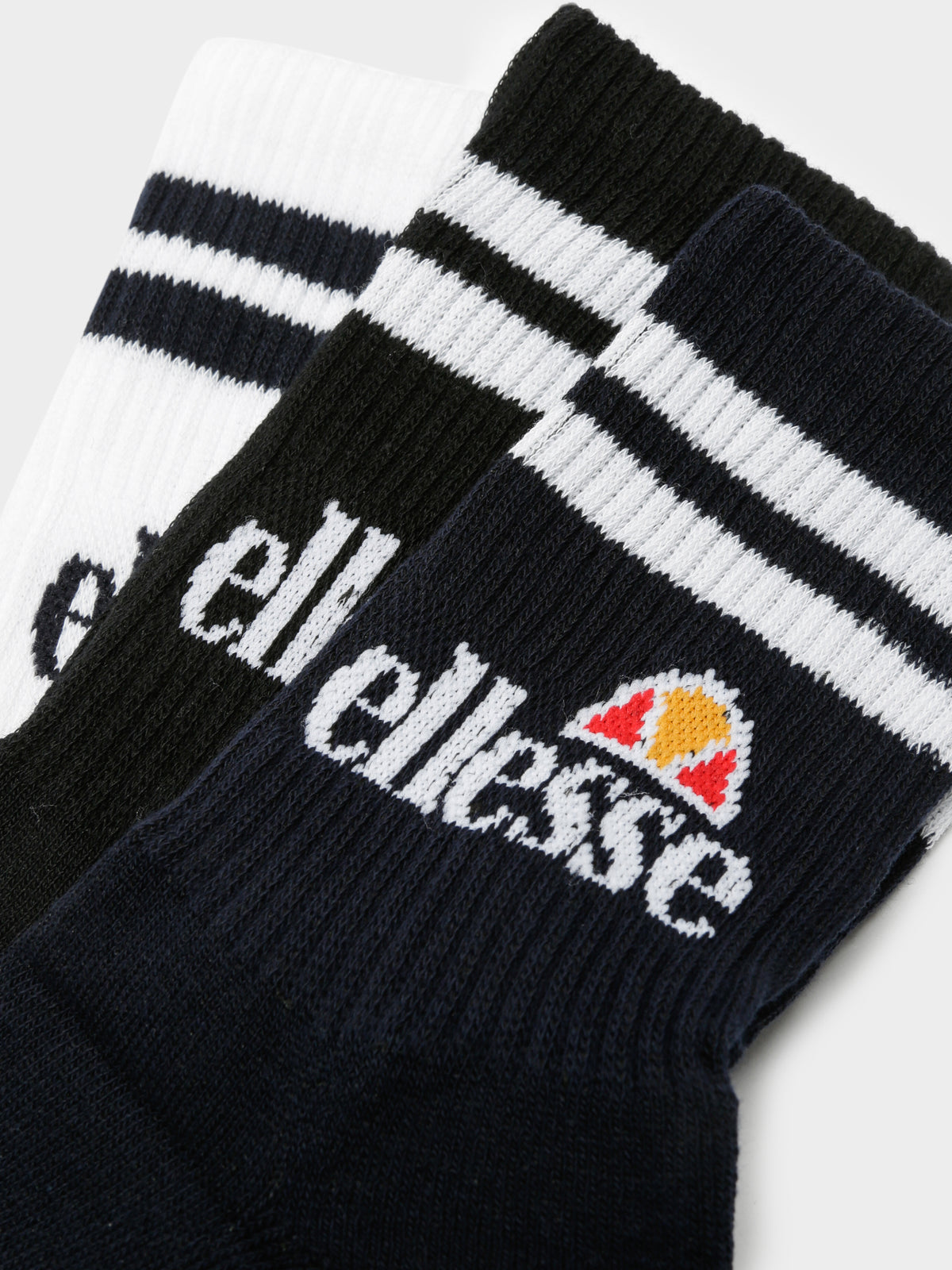 Ellesse 3 Pairs of Pullo Stripe Crew Sock | Multi