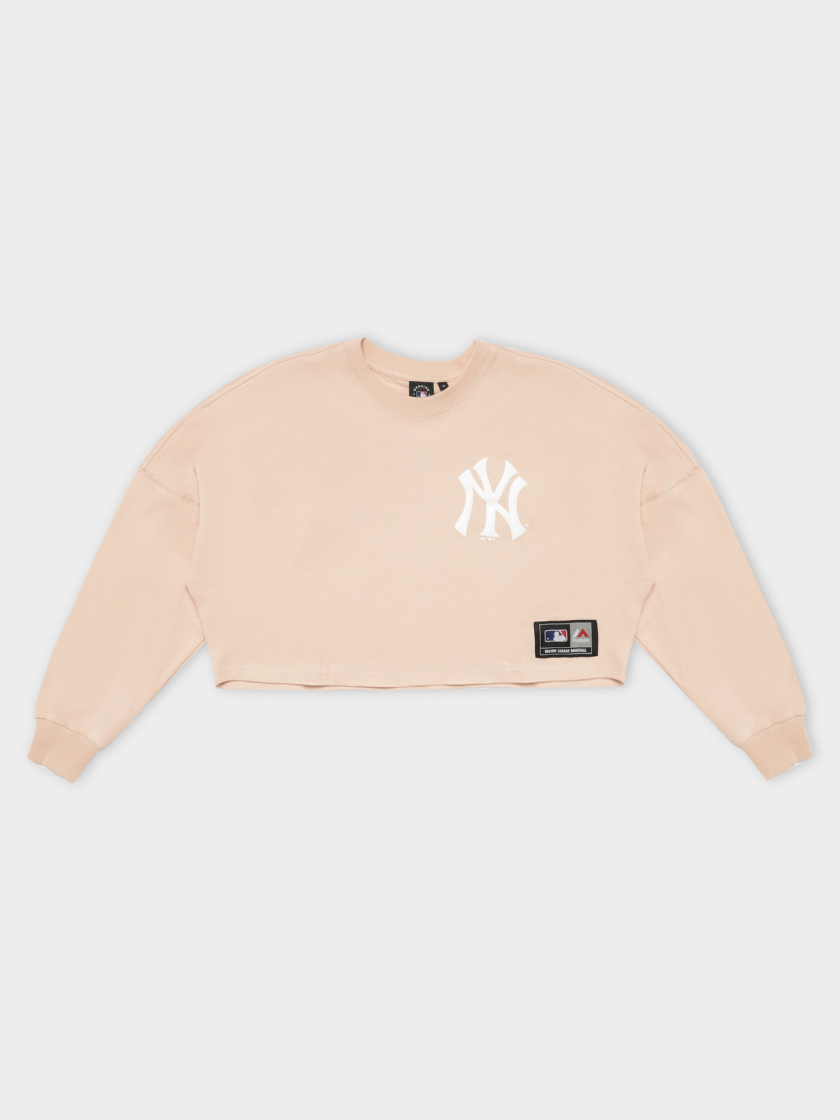 Majestic Rando NY Yankees Long Sleeve Crop T-Shirt | Peach