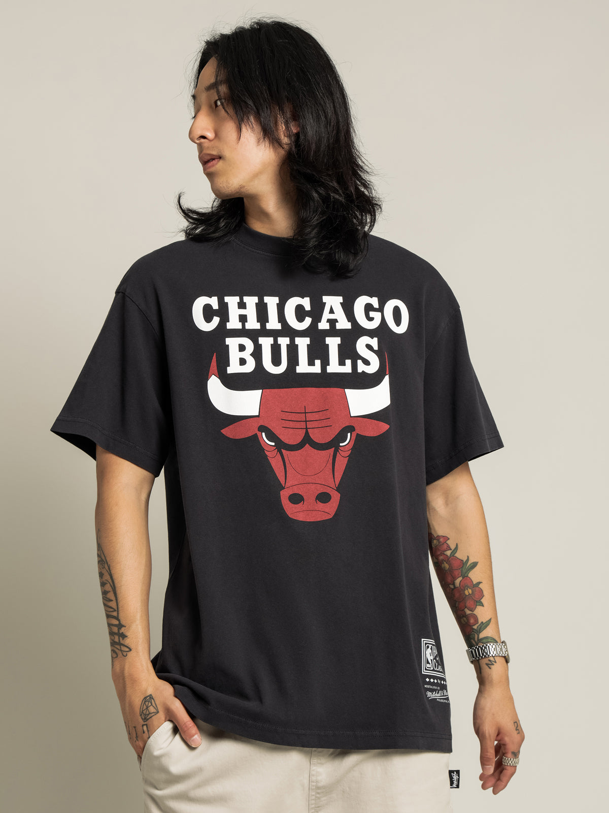 Vintage Bulls Back TO Bulls T-Shirt in Faded Black
