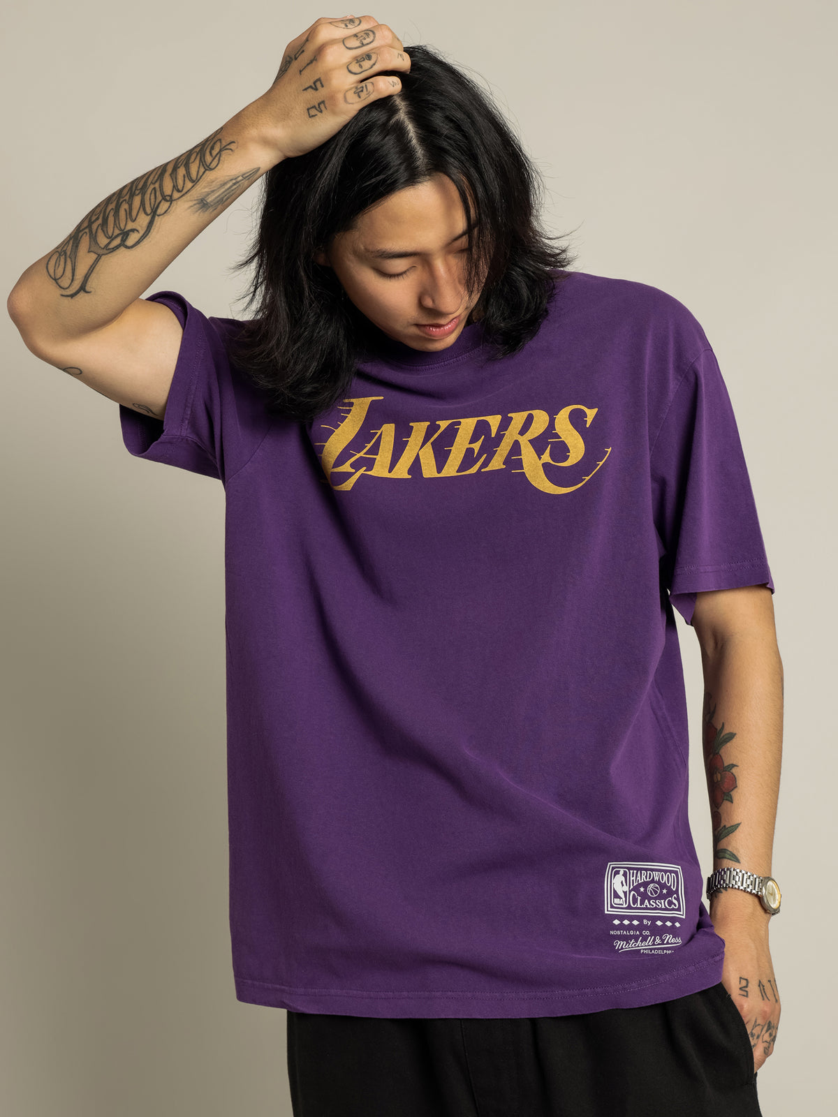 Vintage Back to Back LA Lakers T-Shirt in Faded Deep Purple
