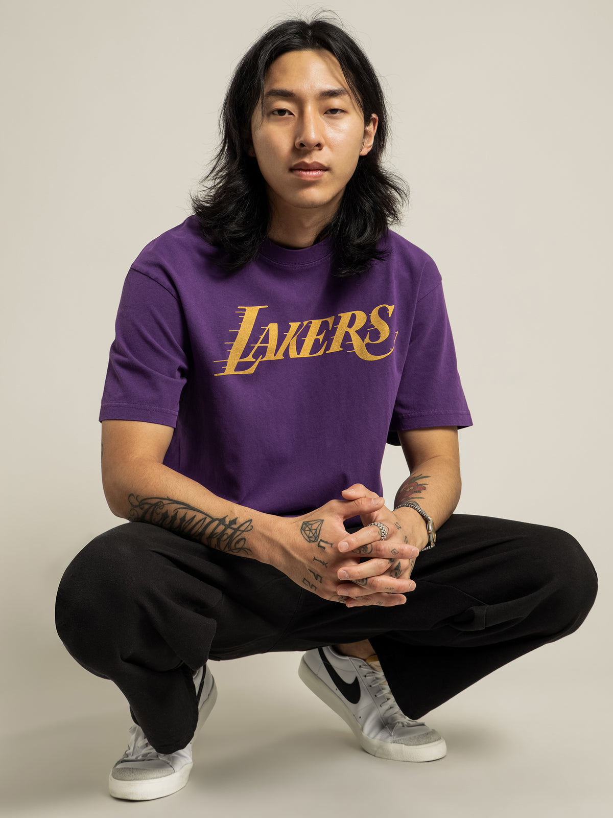 Vintage Back to Back LA Lakers T-Shirt in Faded Deep Purple