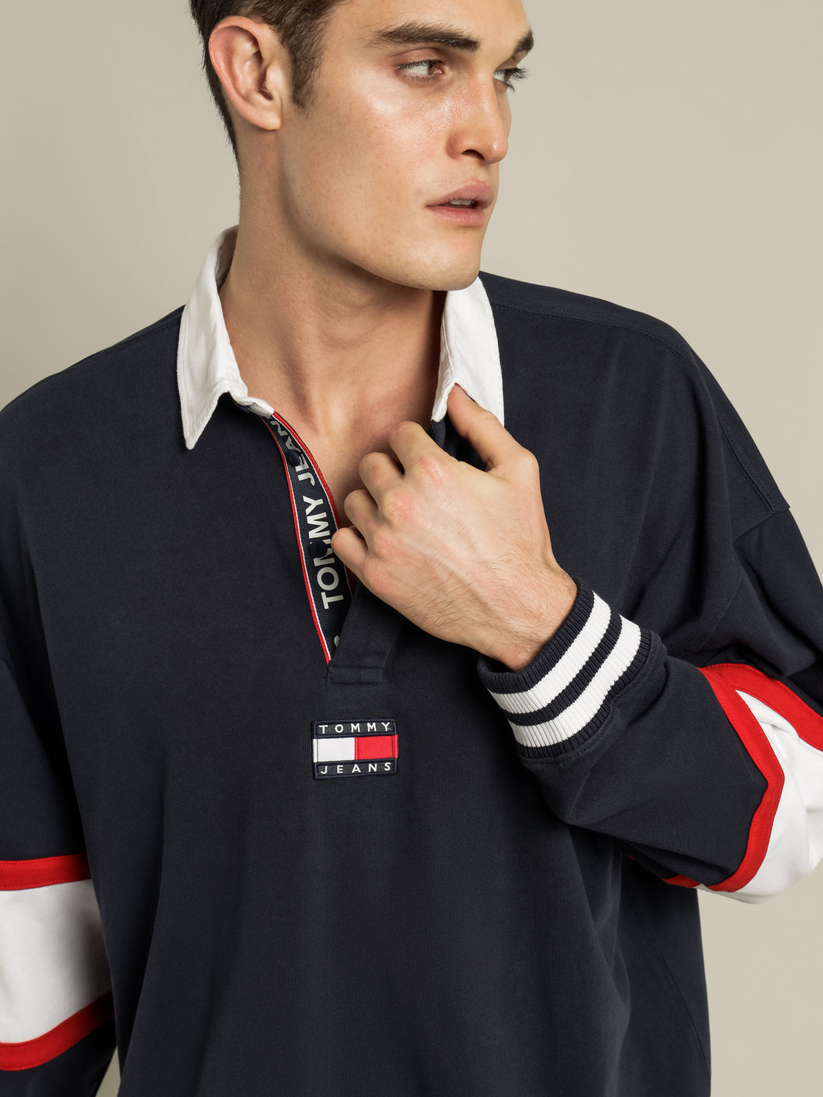 Tommy Badge Rugby Shirt in Twilight Navy