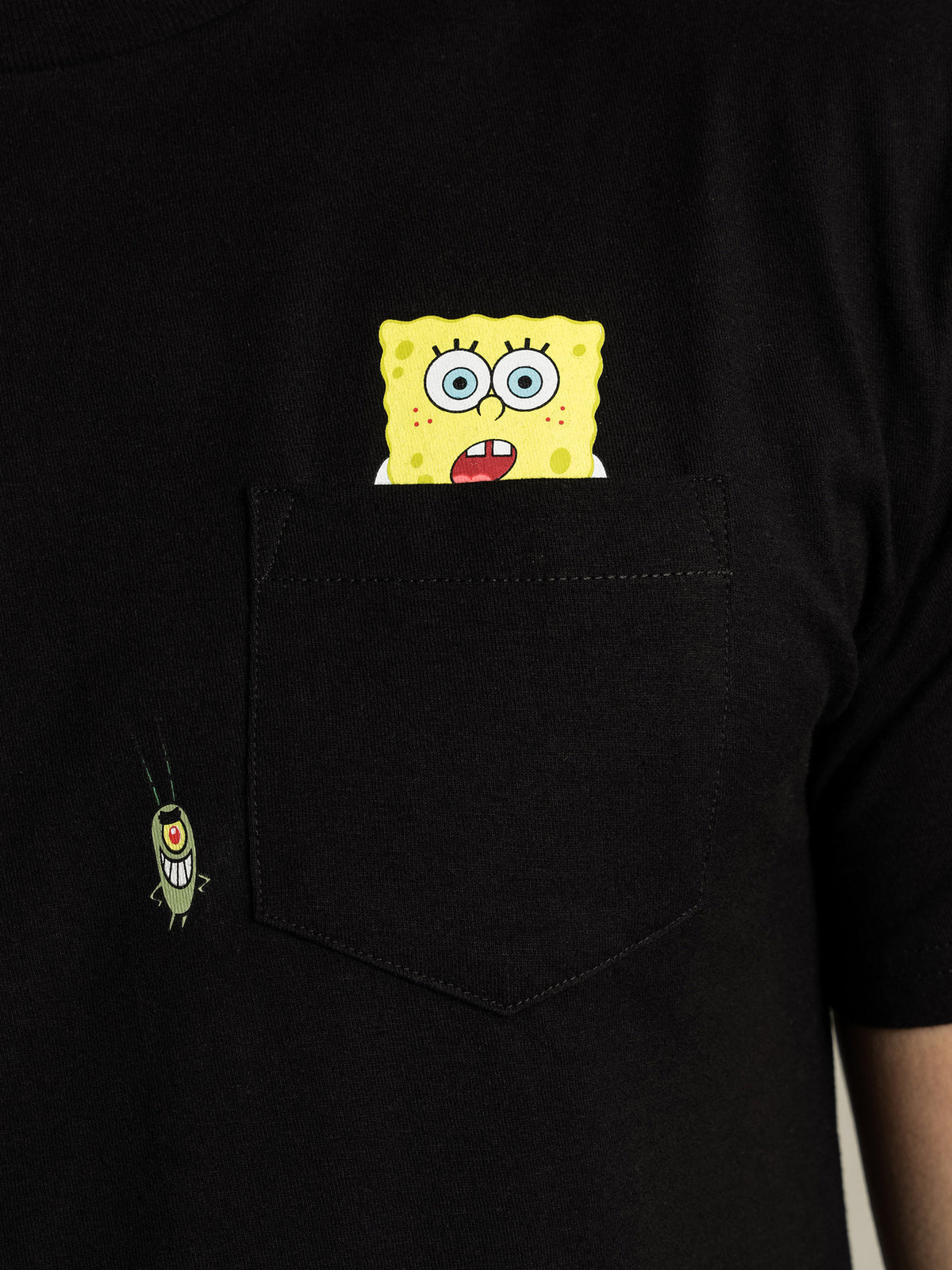 SpongeBob Spotlight Pocket T-Shirt in Black