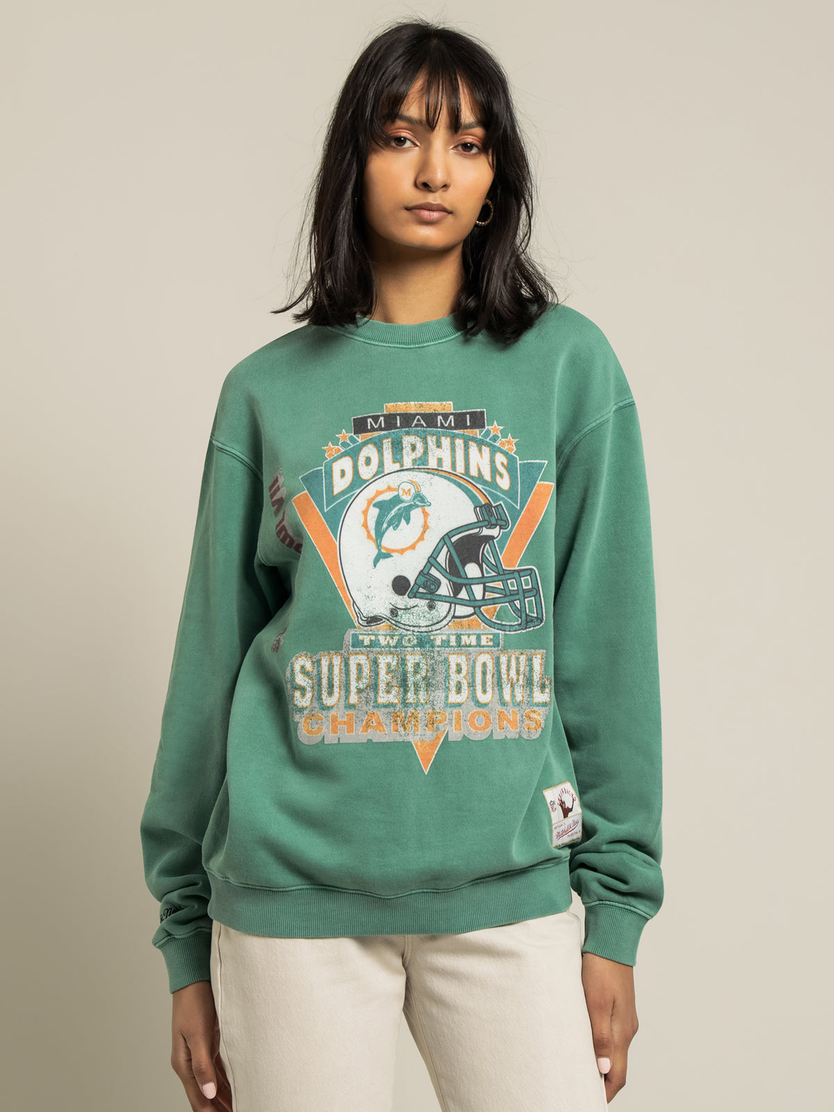 Vintage Champs NFL Miami Dolphins Crew in Faded Teal