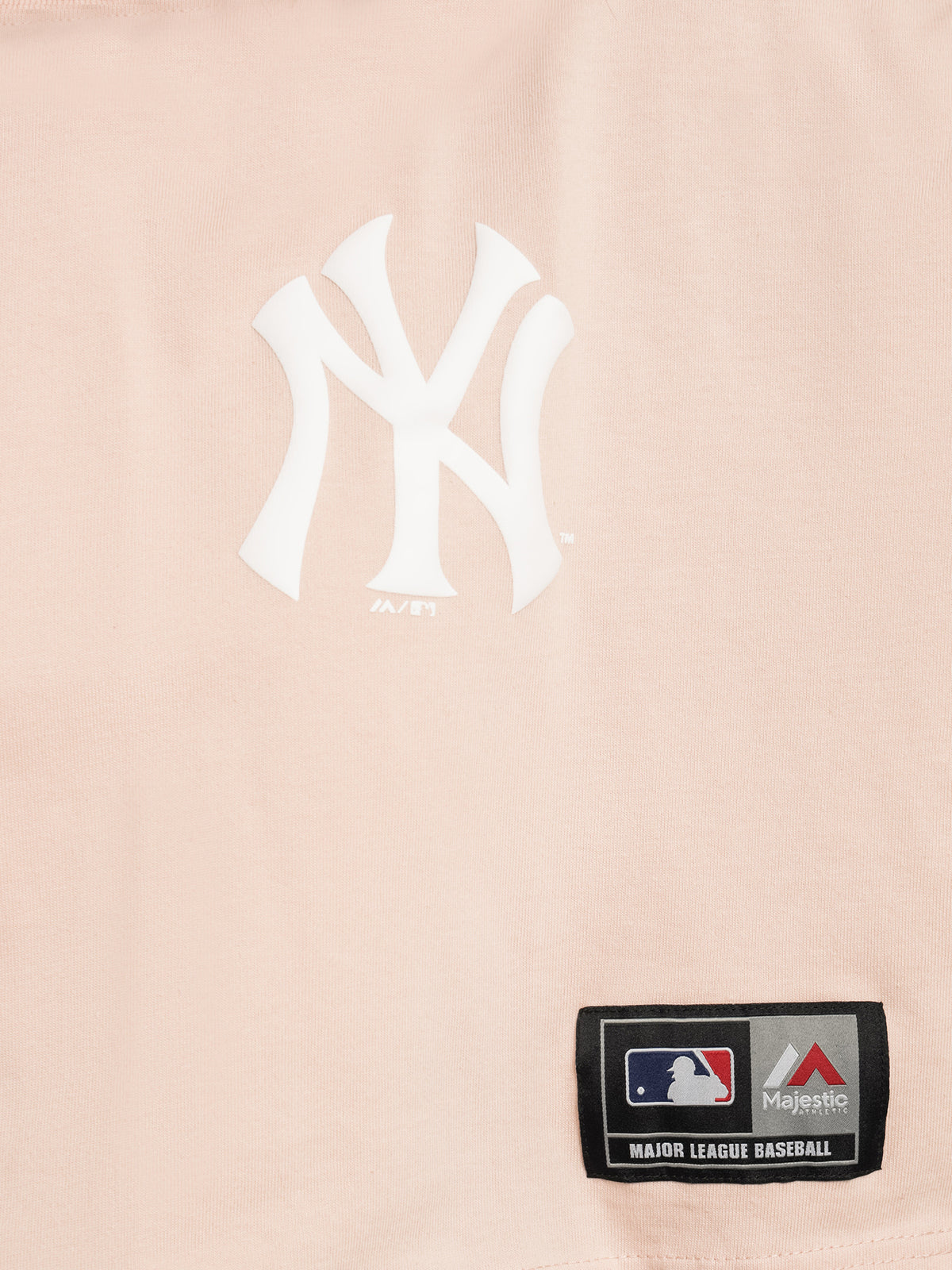 Rando NY Yankees Long Sleeve Crop T-Shirt in Peach