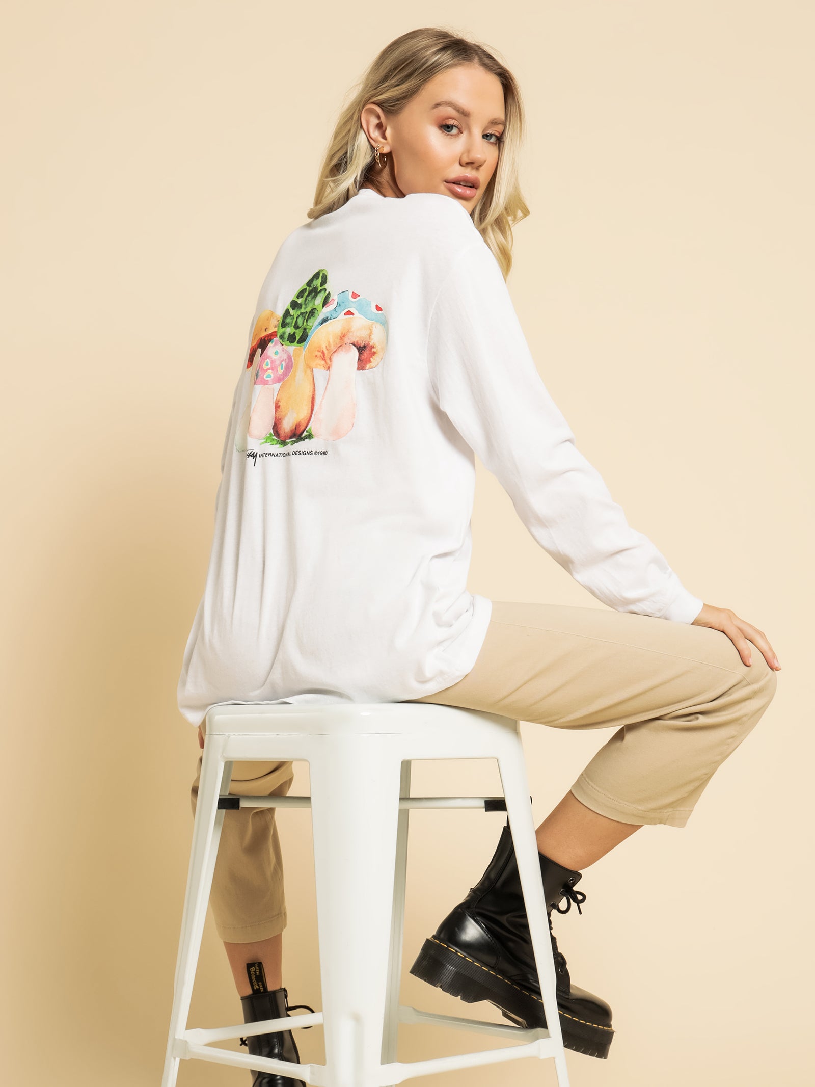 Shrooms Mock Neck Long Sleeve T-Shirt