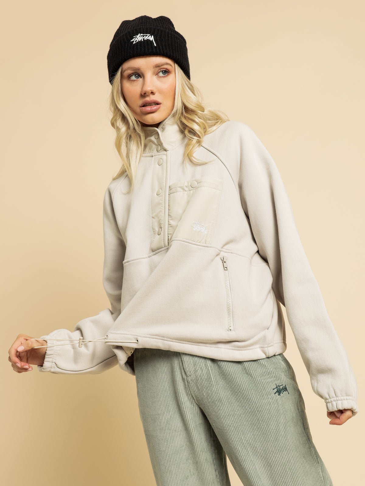 Stussy Granada Fleece Hoodie | White Sands
