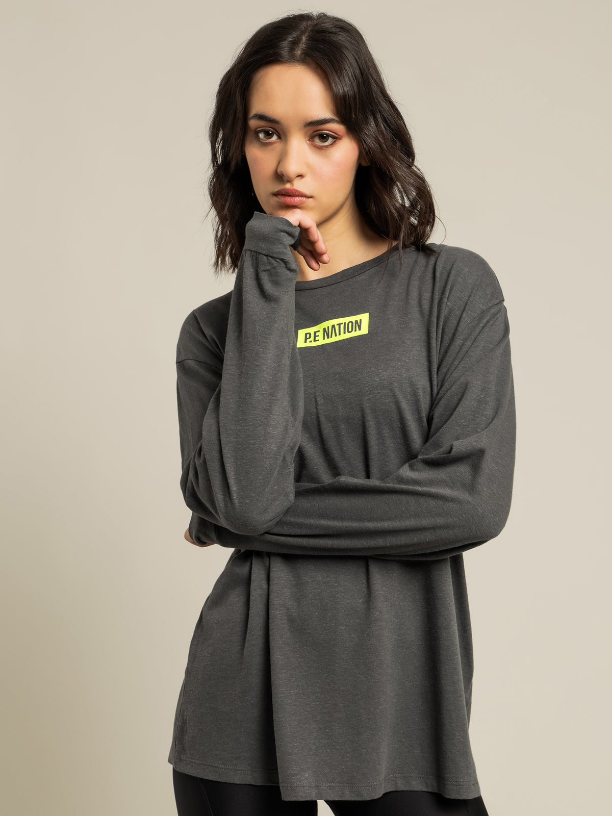 Alliance Long Sleeve Top in Charcoal