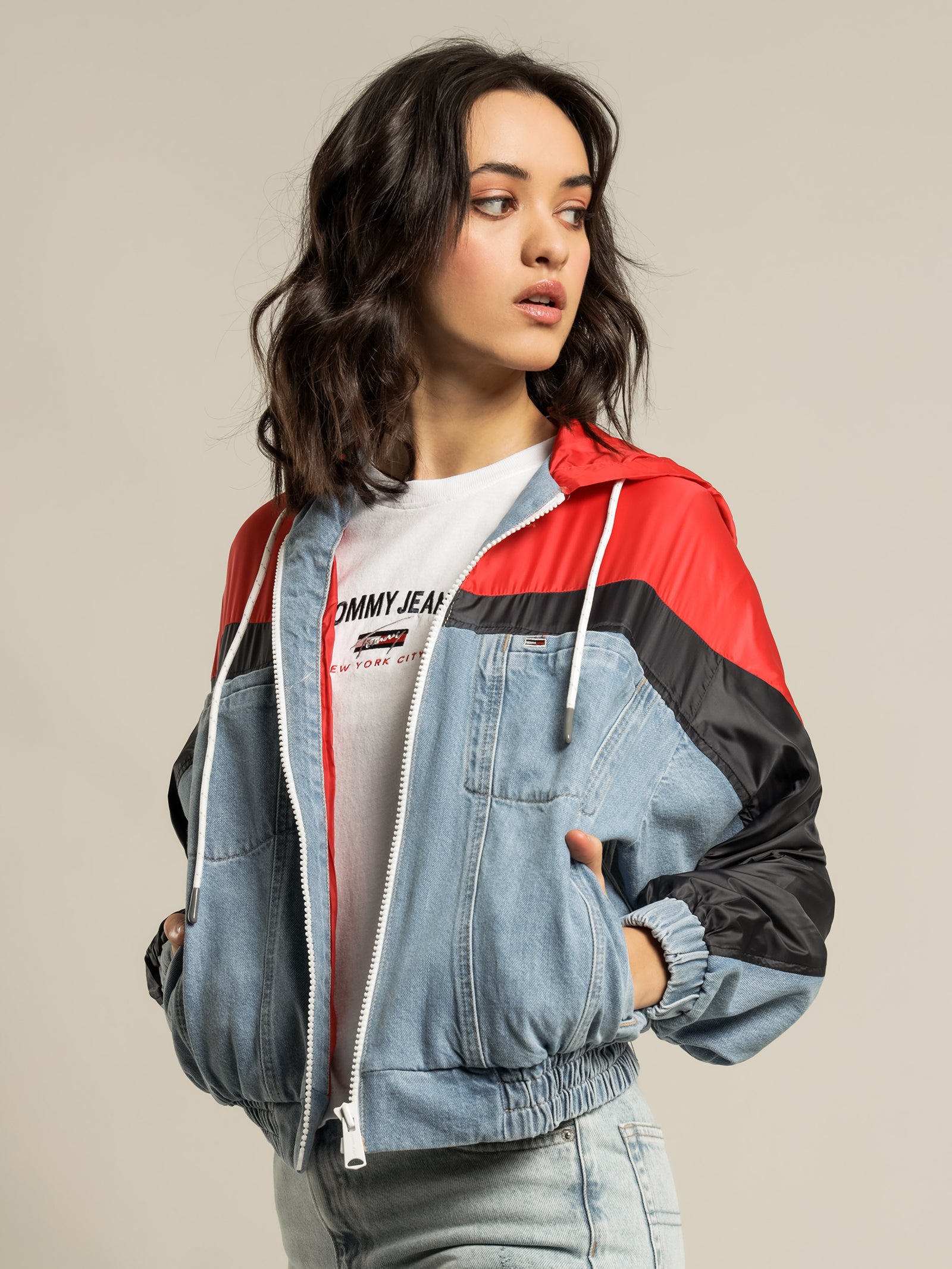 Cropped Hoodie Denim Jacket