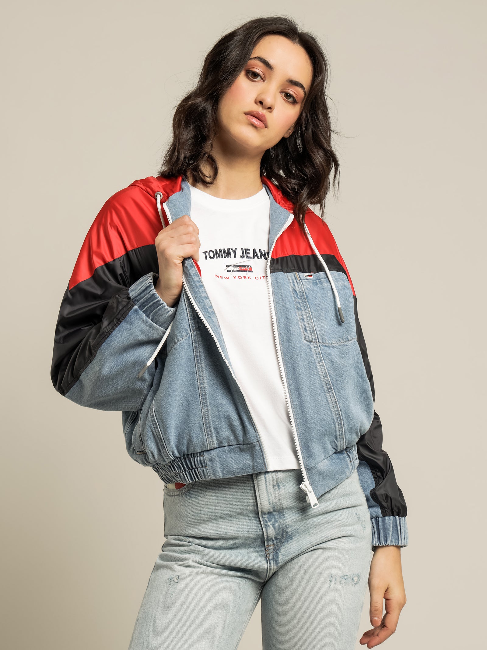 Cropped Hoodie Denim Jacket