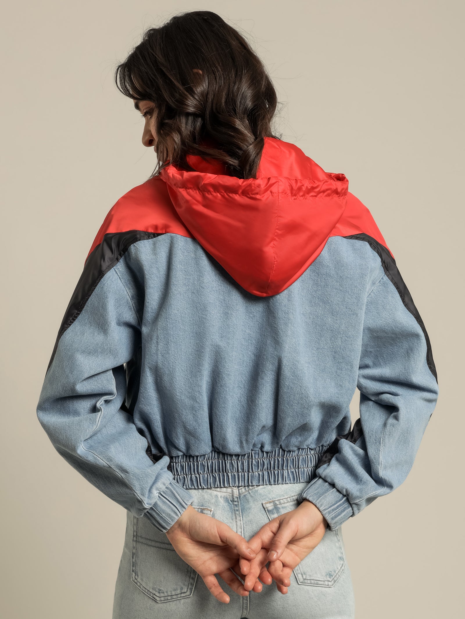 Cropped Hoodie Denim Jacket