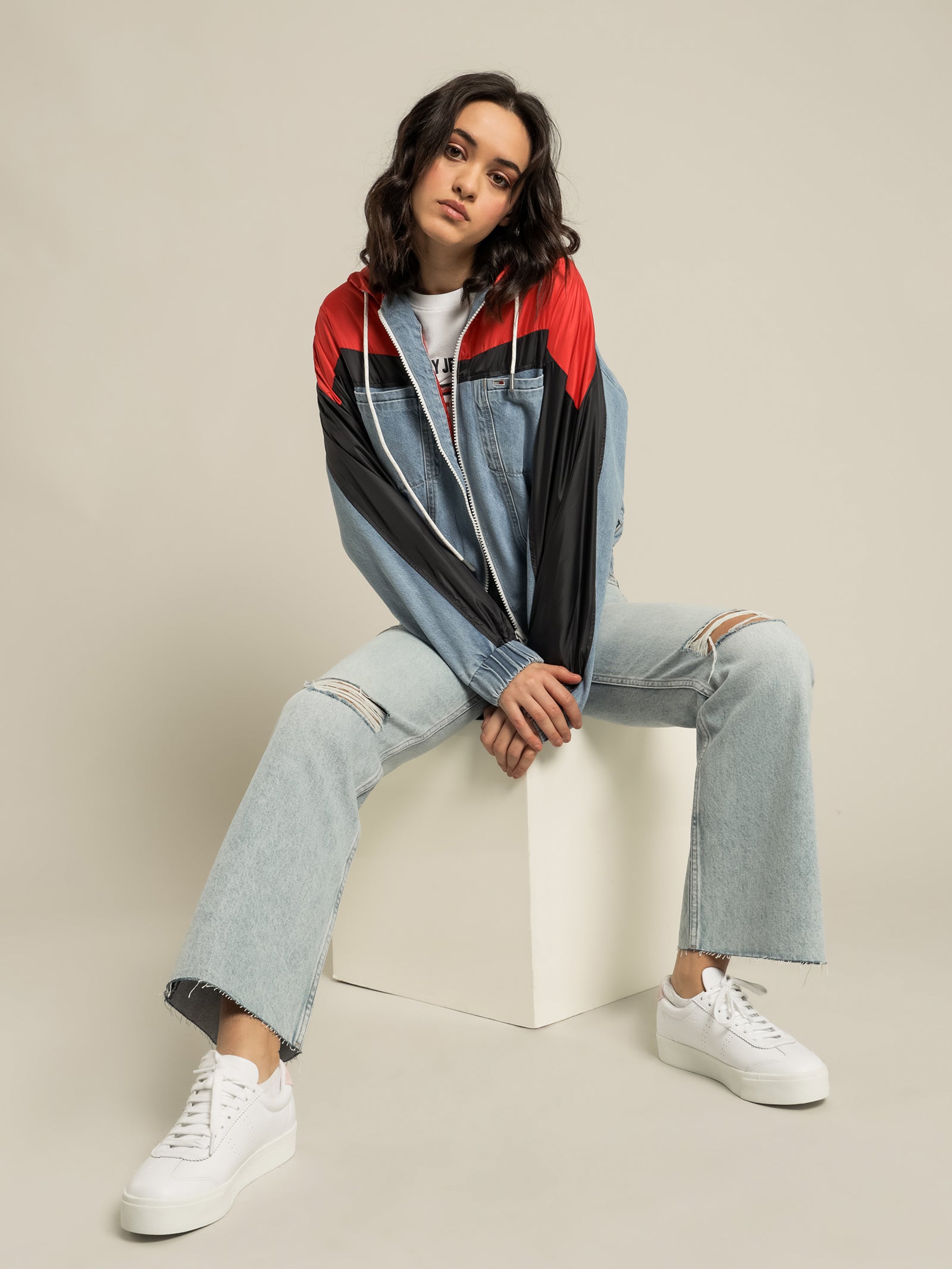 Cropped Hoodie Denim Jacket