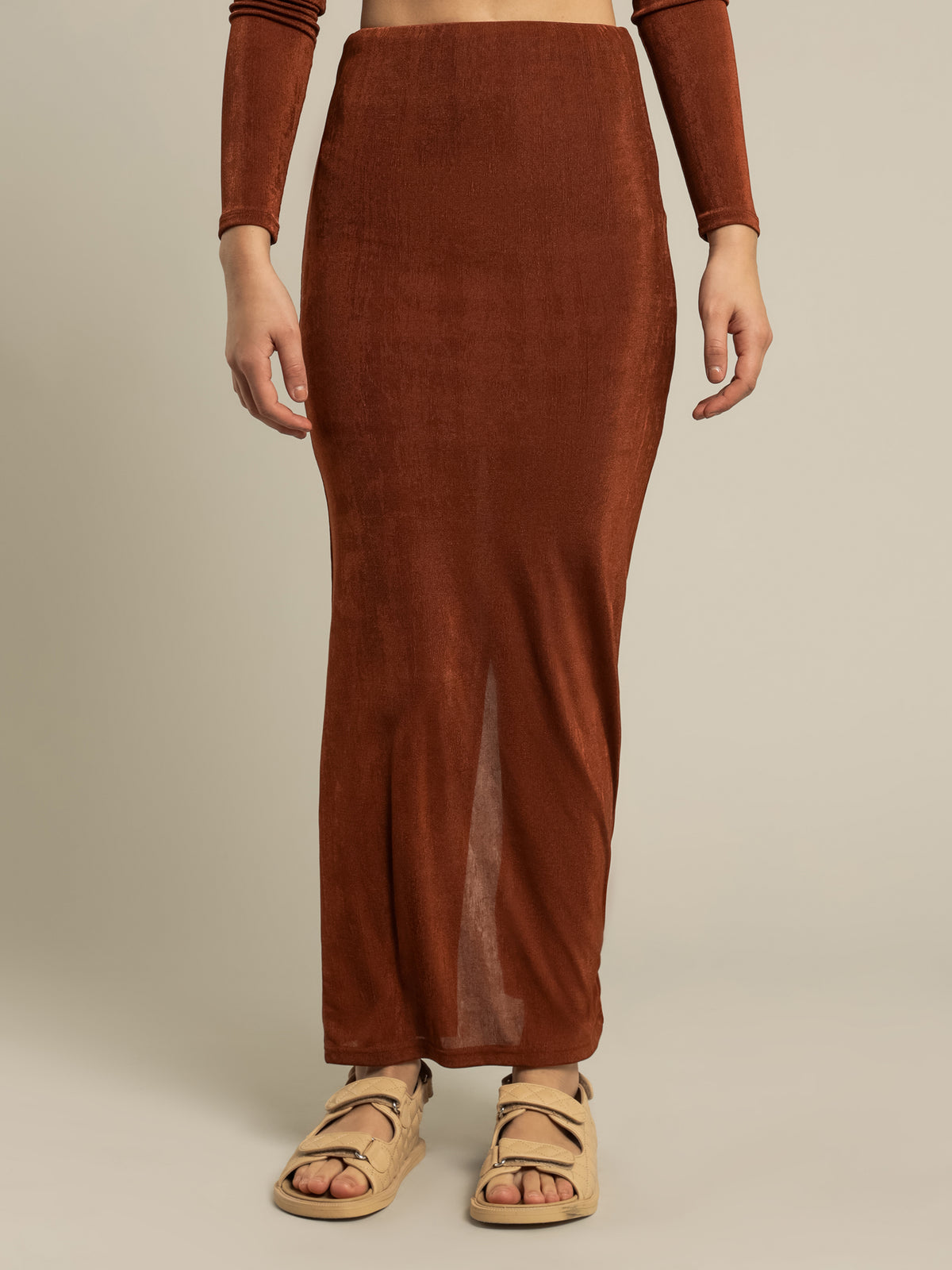 Talia Midi Skirt in Brandy