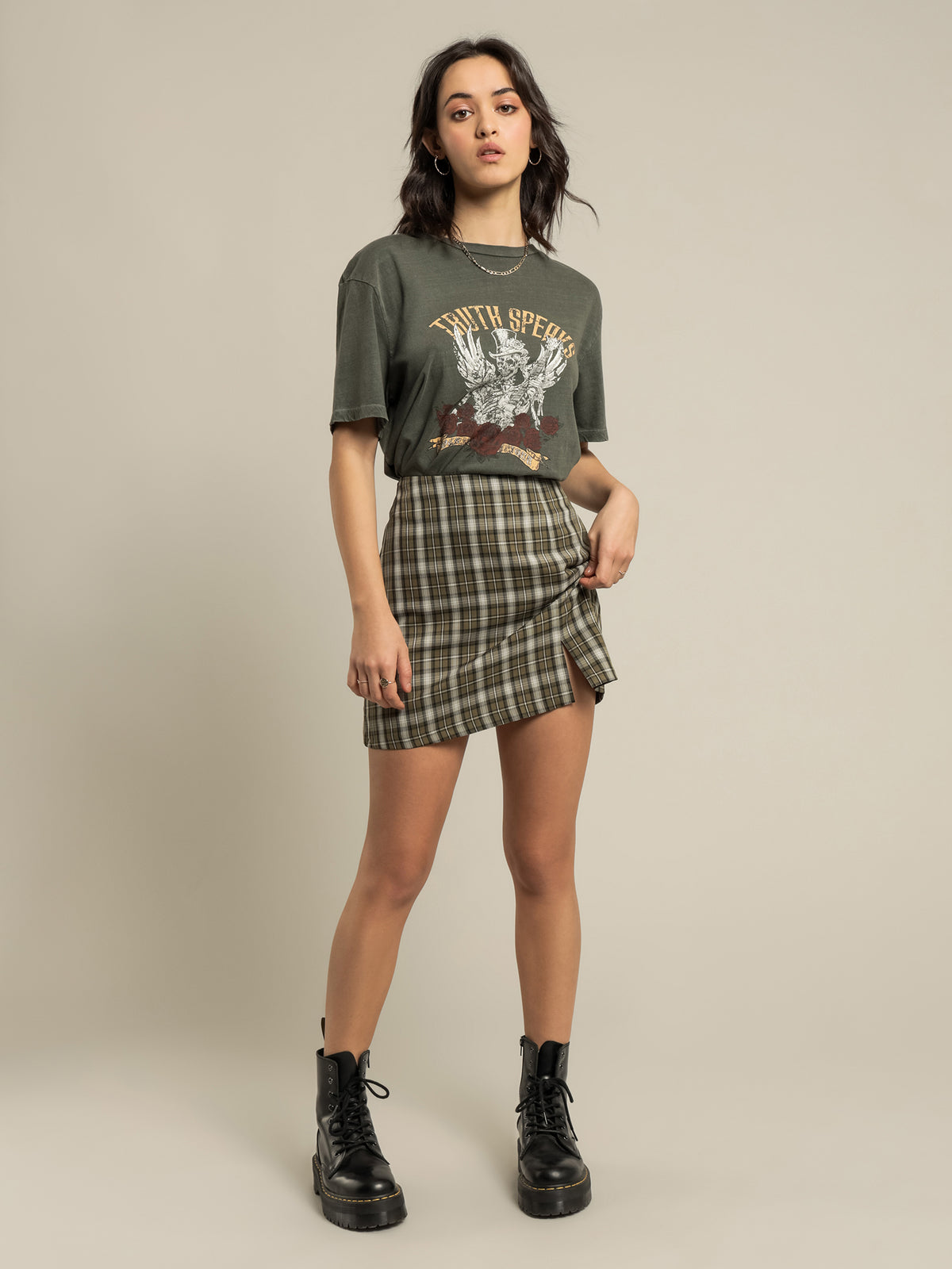 Nia Mini Skirt in Forest Check