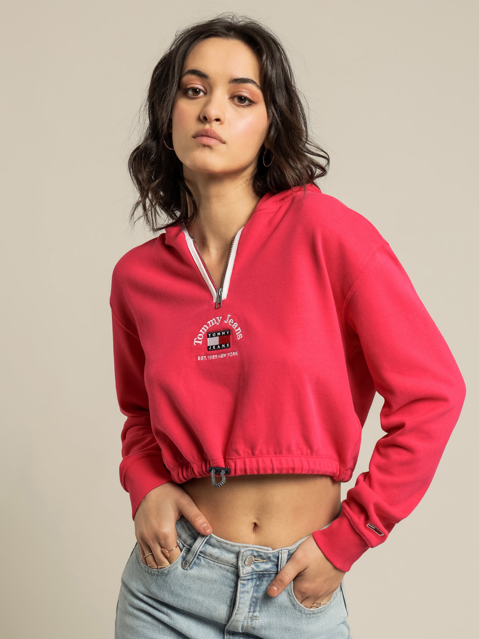 Tommy Badge Timeless Cropped Hoodie