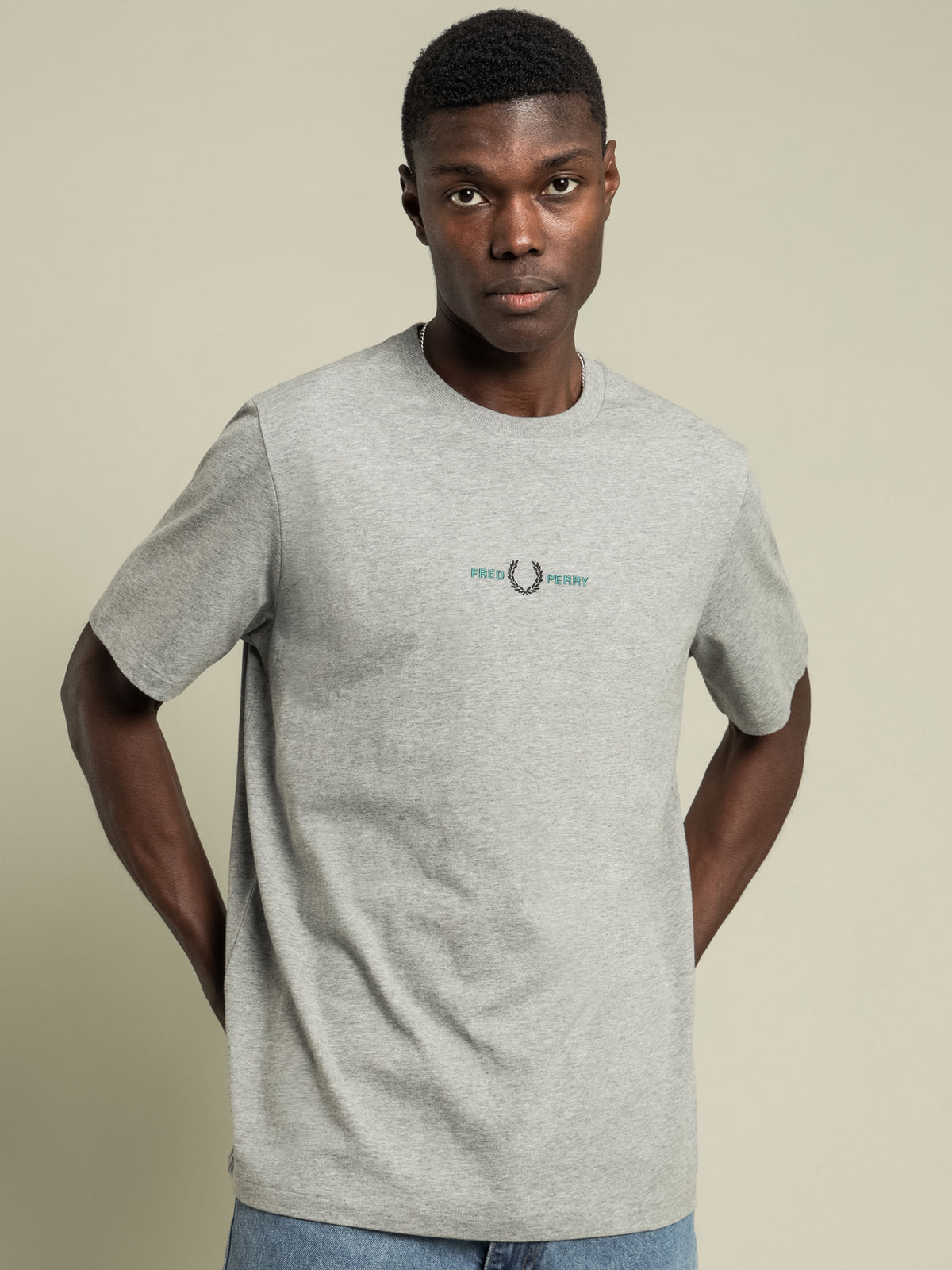 Embroidered T-Shirt in Steel