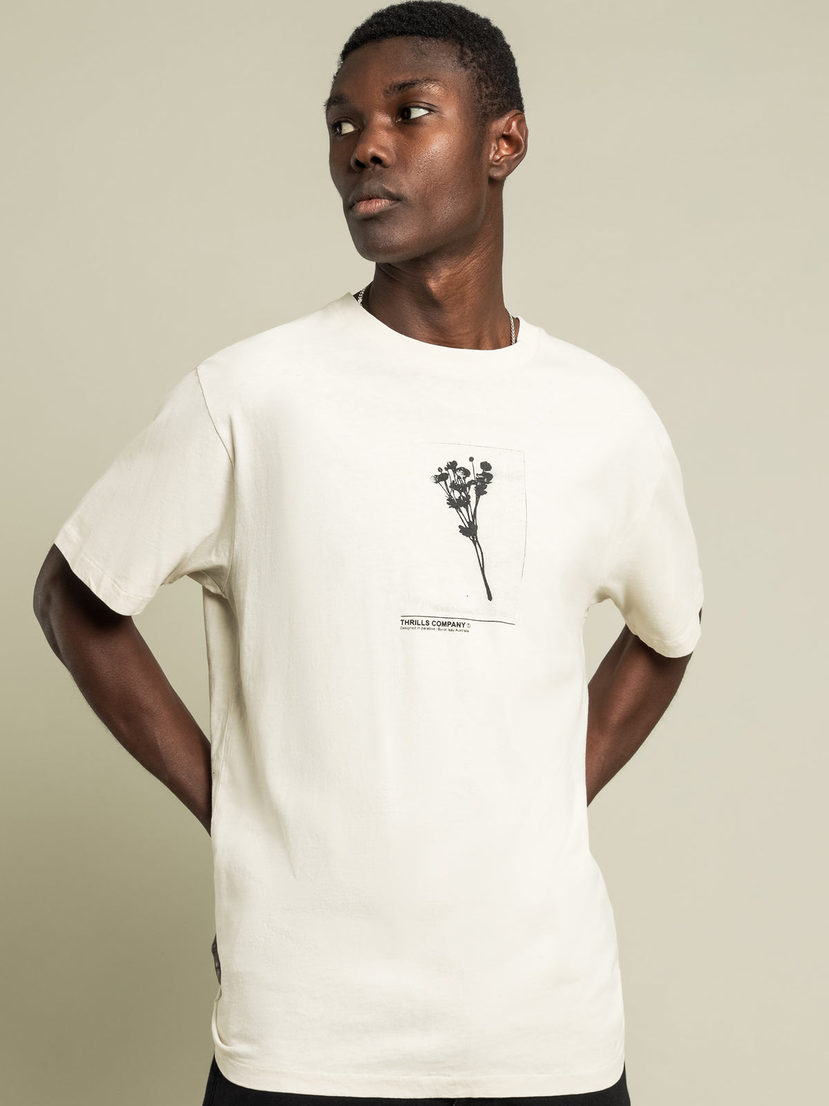 Thrills Posy Merch Fit T-Shirt | White