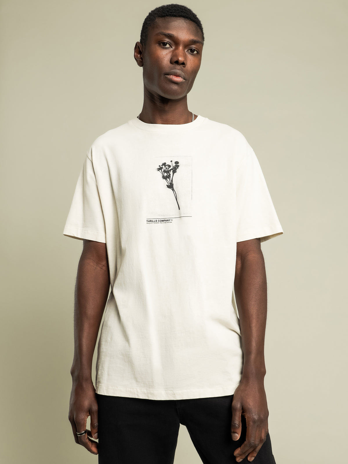 Thrills Posy Merch Fit T-Shirt | White