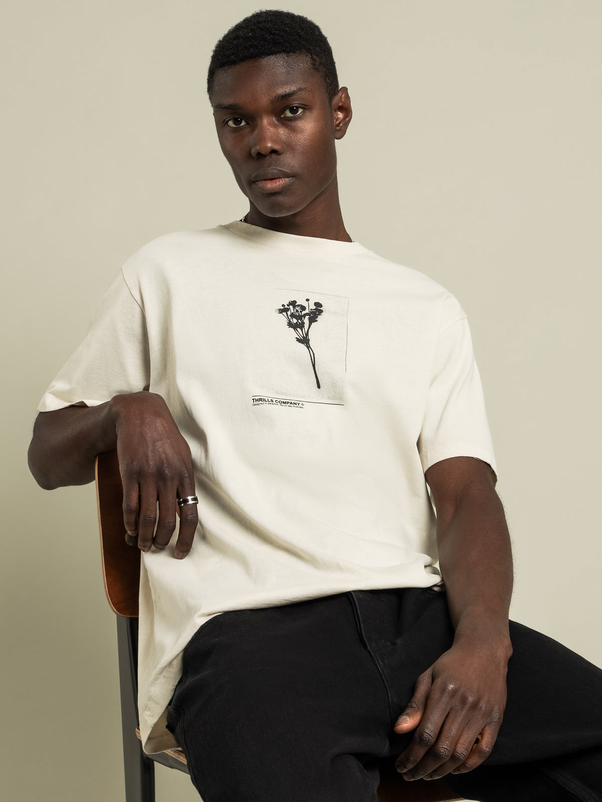 Thrills Posy Merch Fit T-Shirt | White