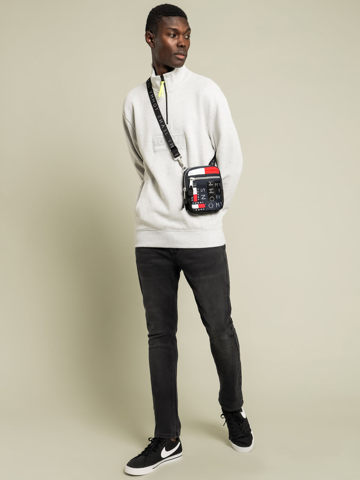 Tommy Hilfiger Tonal Corp Logo Zip Mock Neck Jumper | S