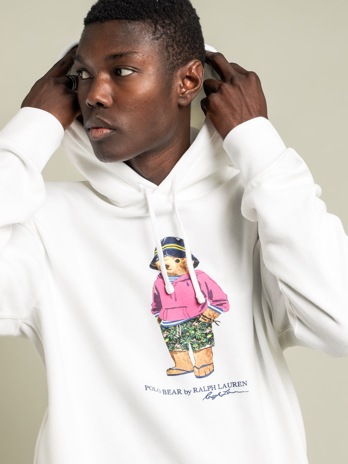 Polo Bear Hoodie in White