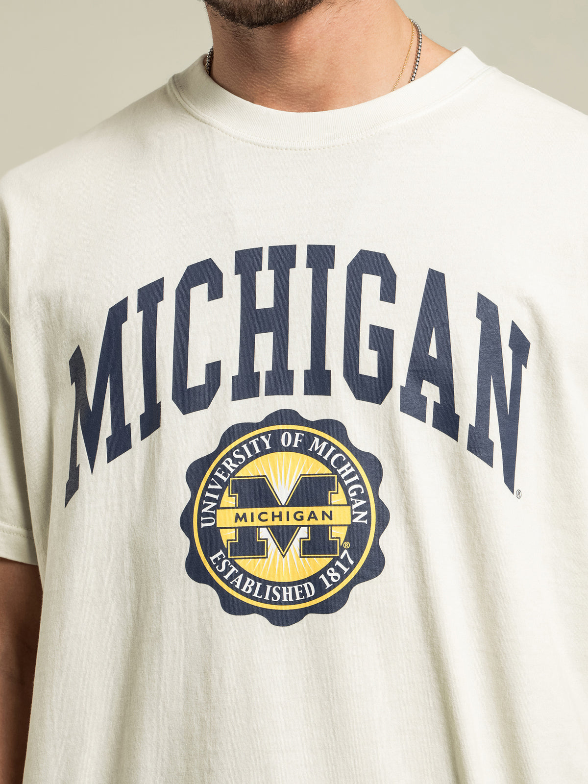 Michigan College Seal T-Shirt in Vintage White