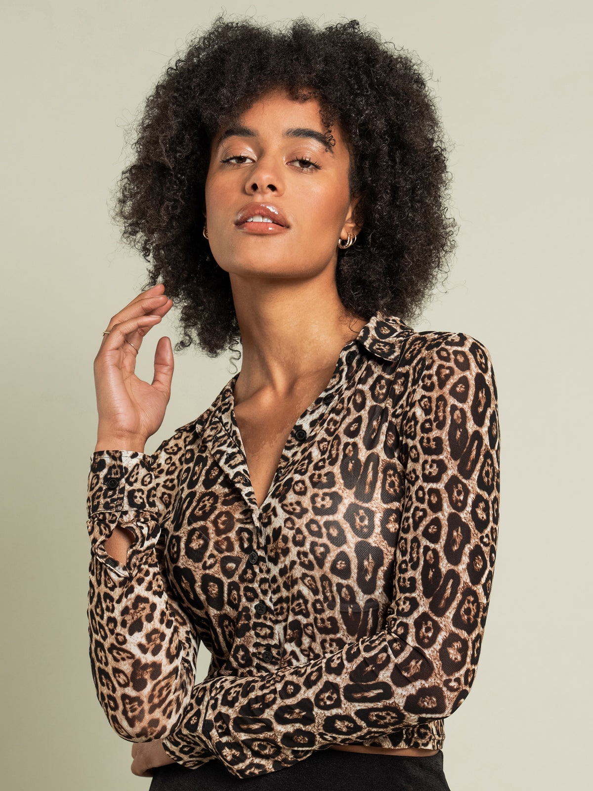 Samara Sheer Shirt in Leopard Print