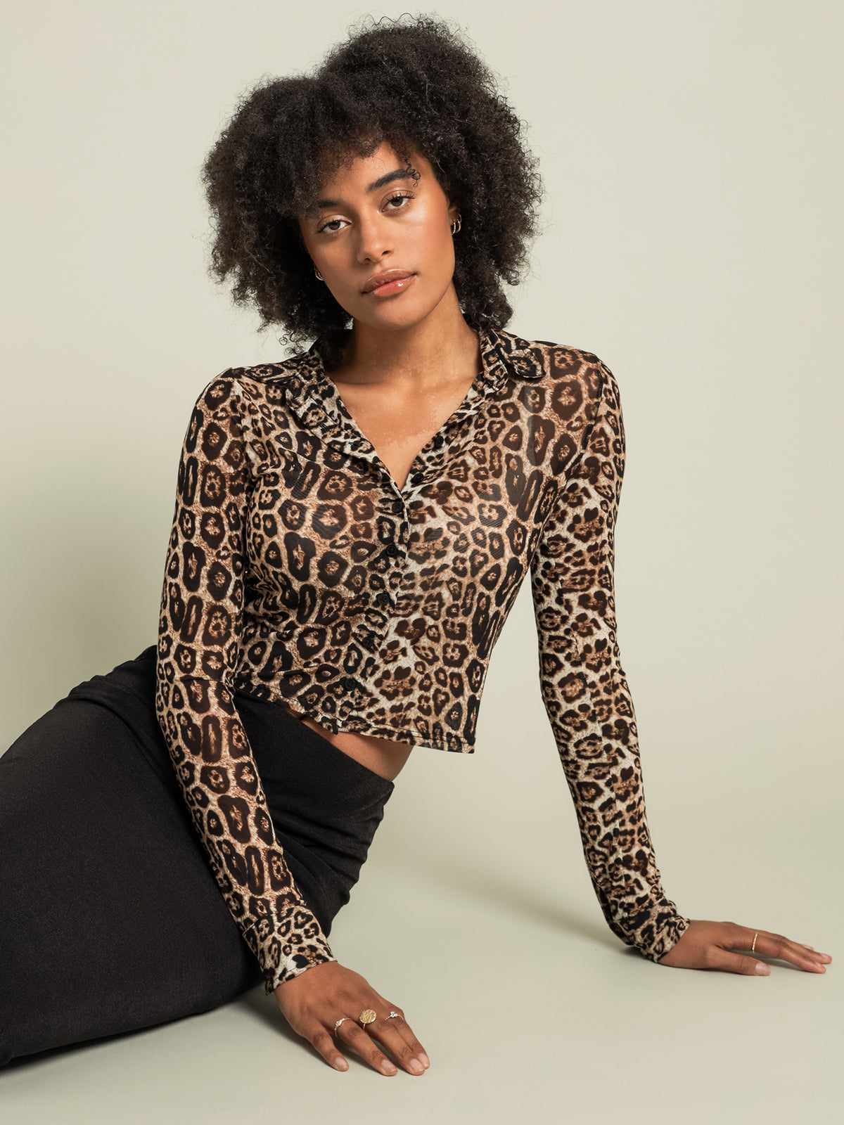 Samara Sheer Shirt in Leopard Print