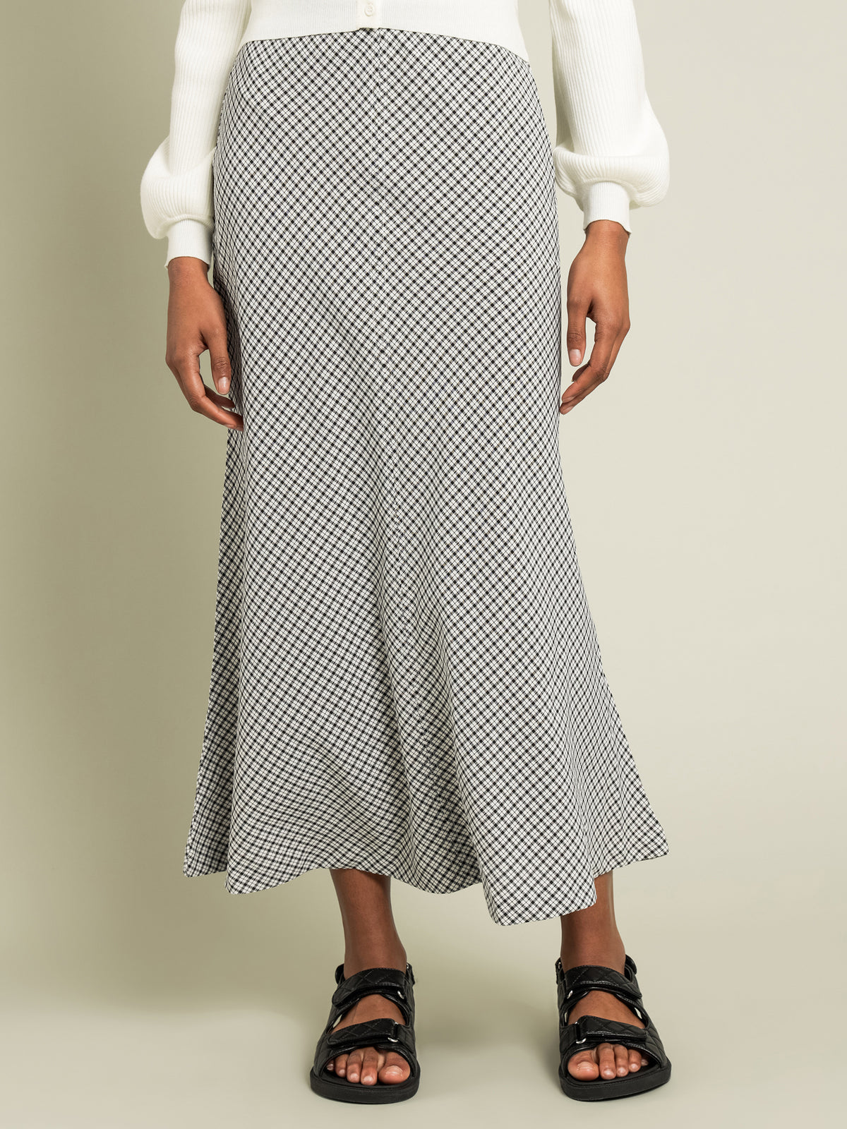 Rosa Midi Skirt in Black &amp; White Check