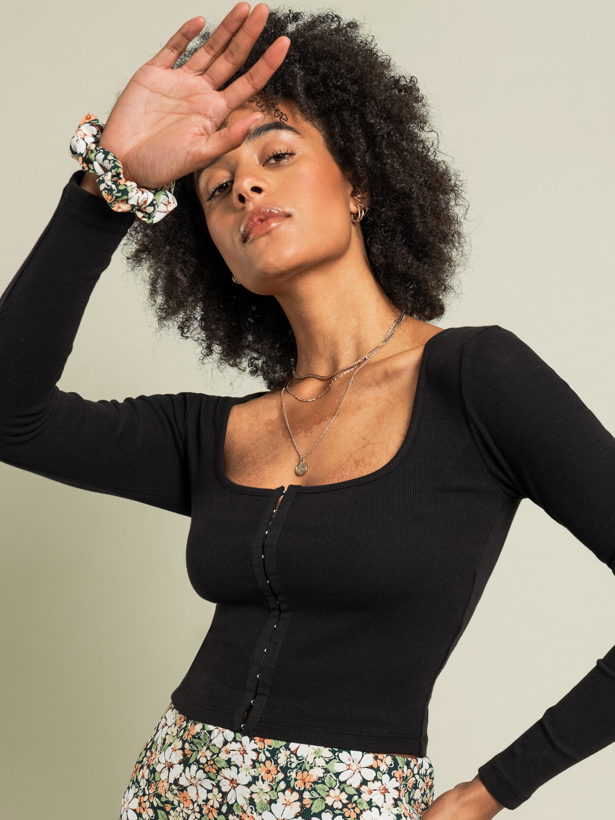 Beyond Her Chelsea Rib Long Sleeve Top | Black