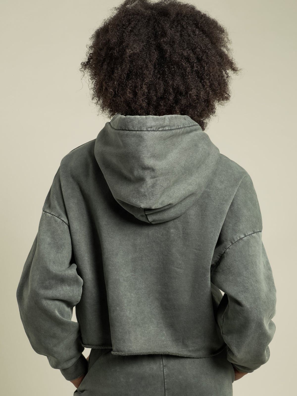 Beyond Her Raina Acid Washed Crop Butterfly Hoodie | Forest