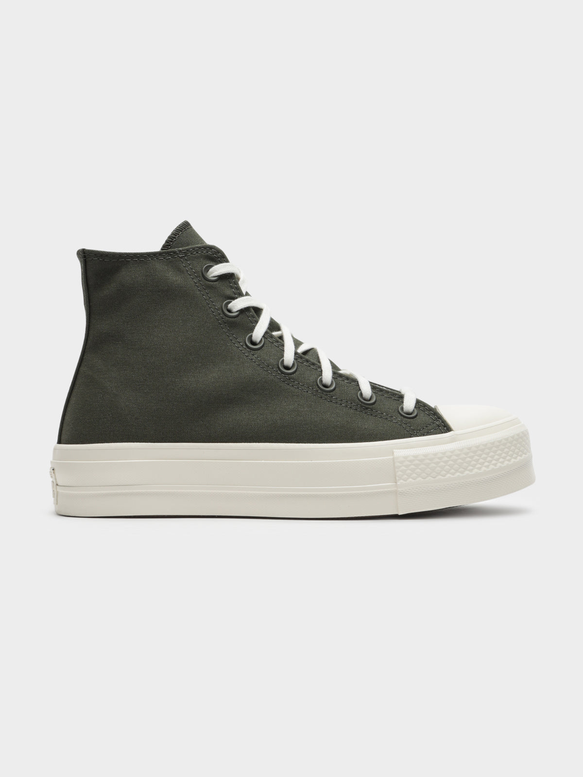 Womens Chuck All Star Recycled Platform Hi Sneakers in Khaki