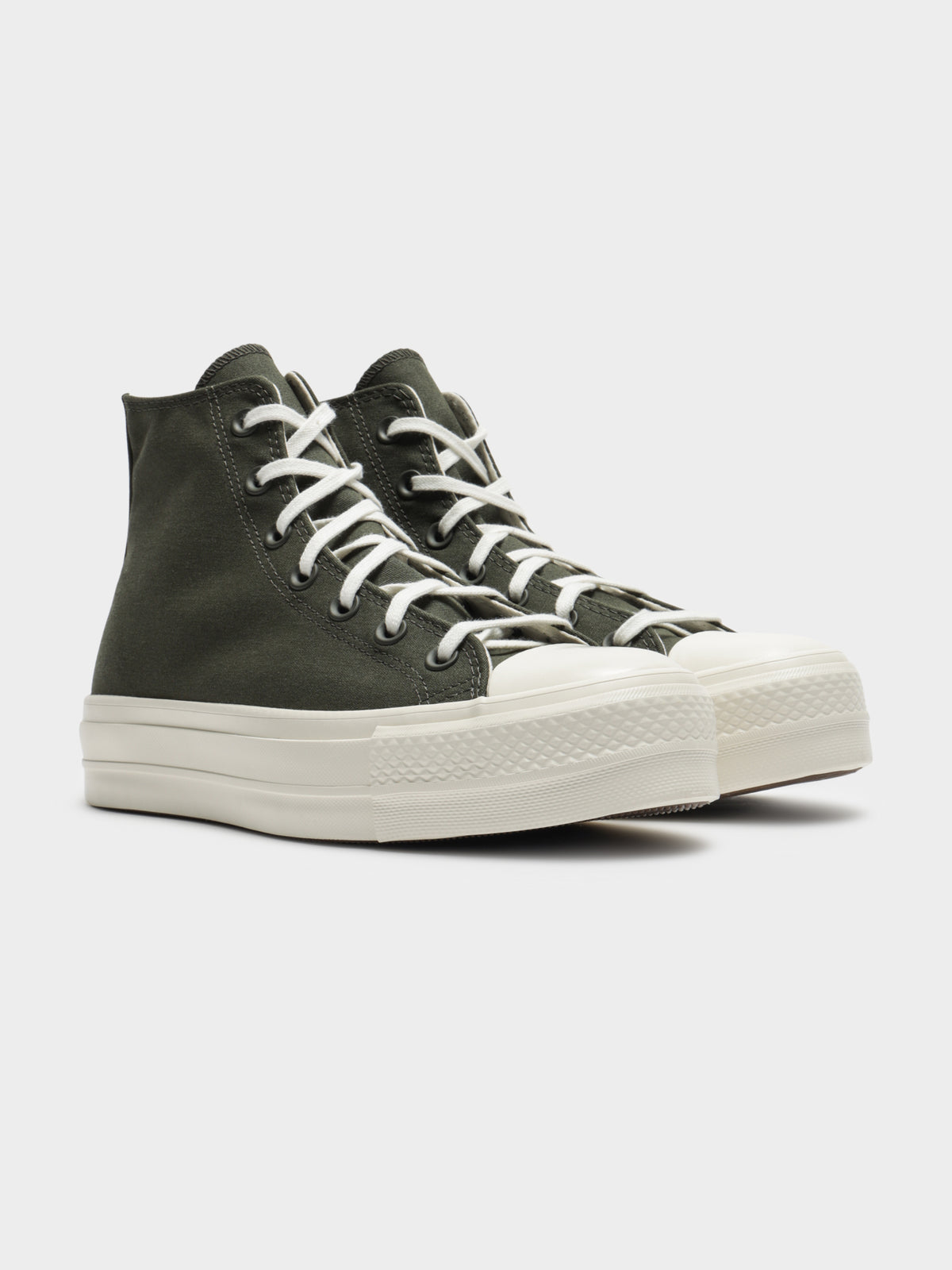 Womens Chuck All Star Recycled Platform Hi Sneakers in Khaki