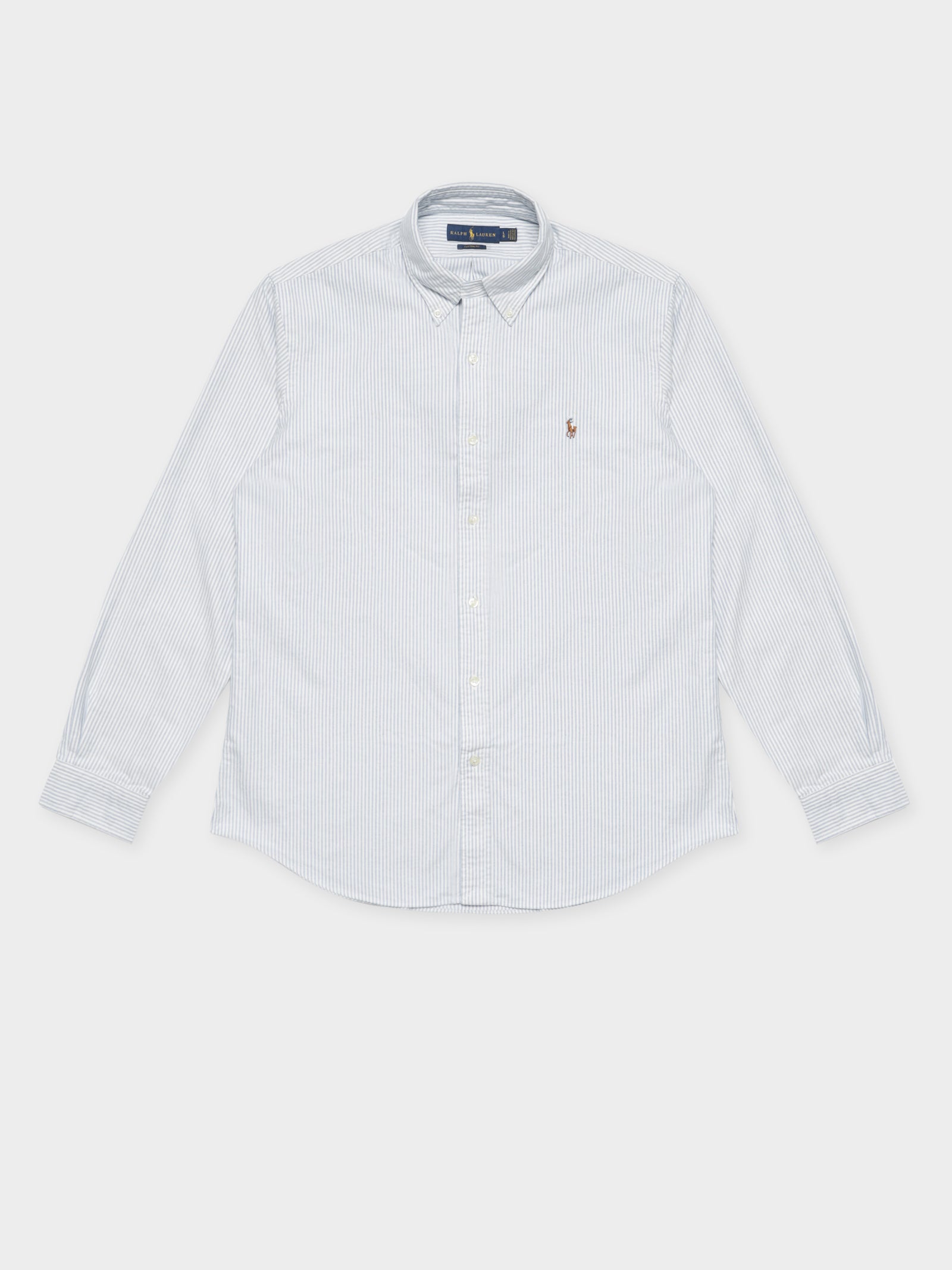 Long Sleeve Button Up Shirt in Blue & White