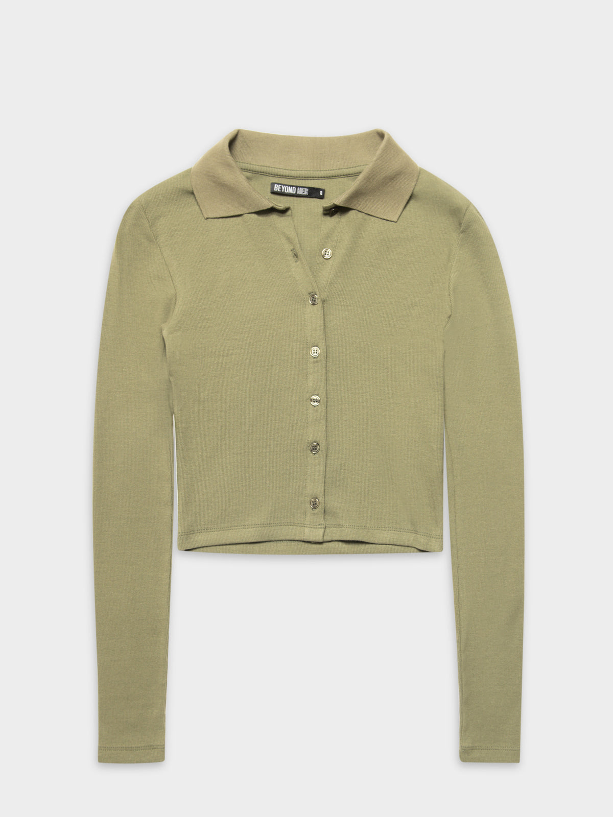 Charlie Ribbed Polo Top in Olive