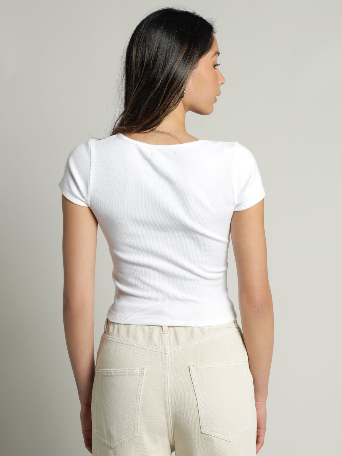 Tina Notch Front T-Shirt in White