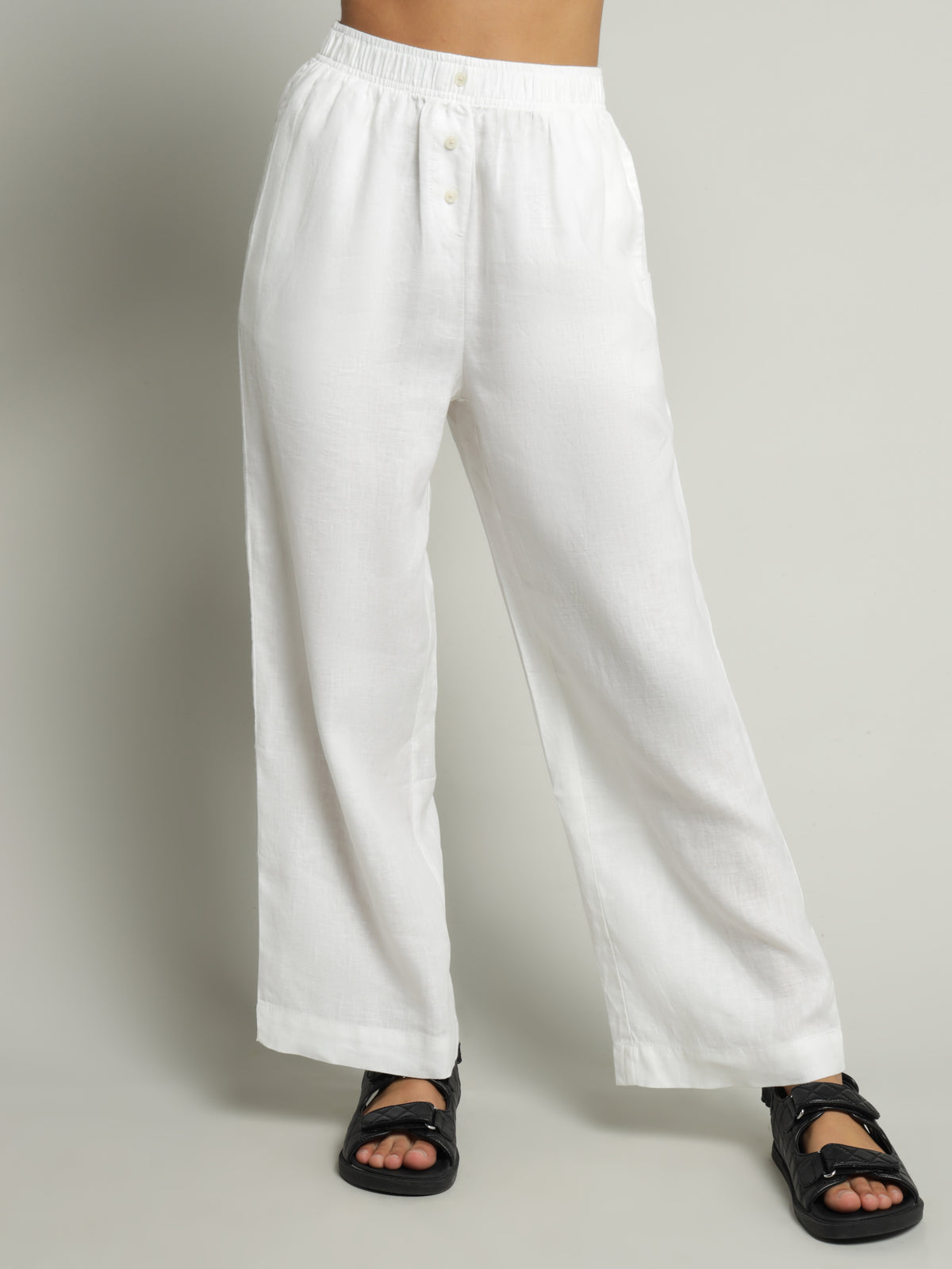 Nude Lounge Linen Pants in White