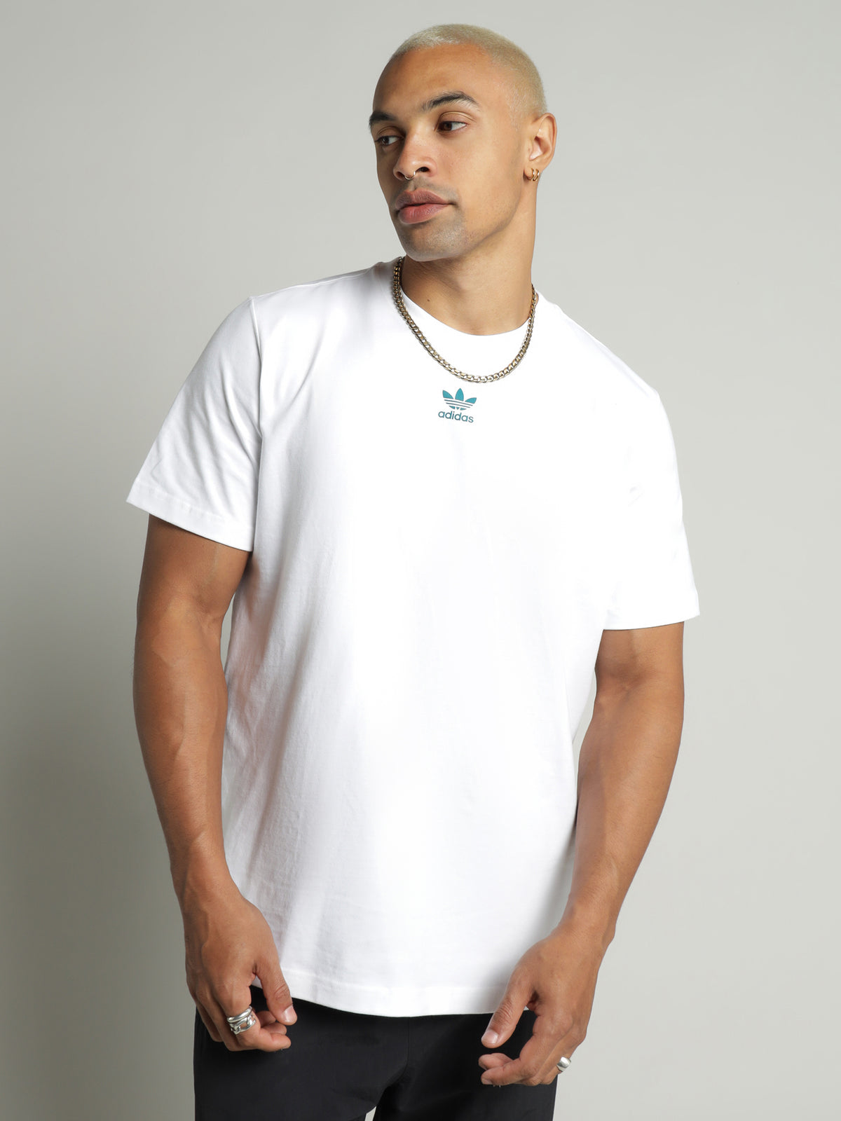 Trefoil Stream Line Short Sleeve T-Shirt in White