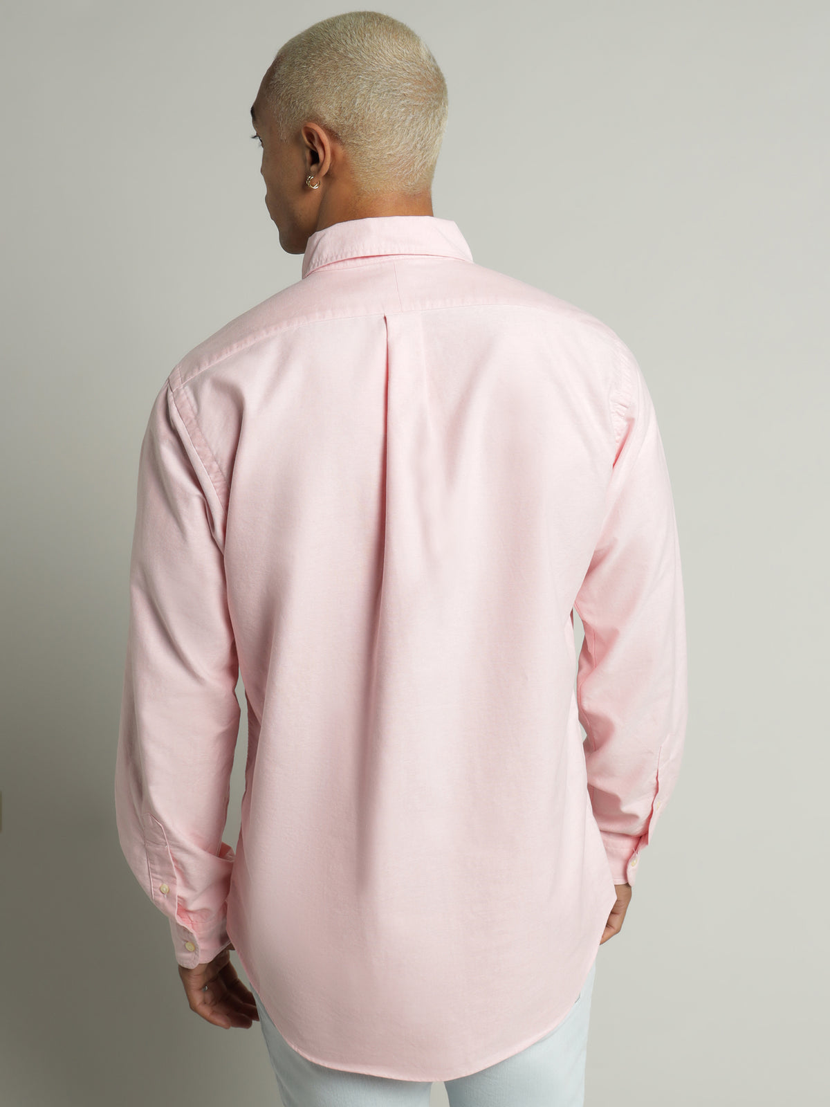 Long Sleeve Cotton Sport Shirt in Rose